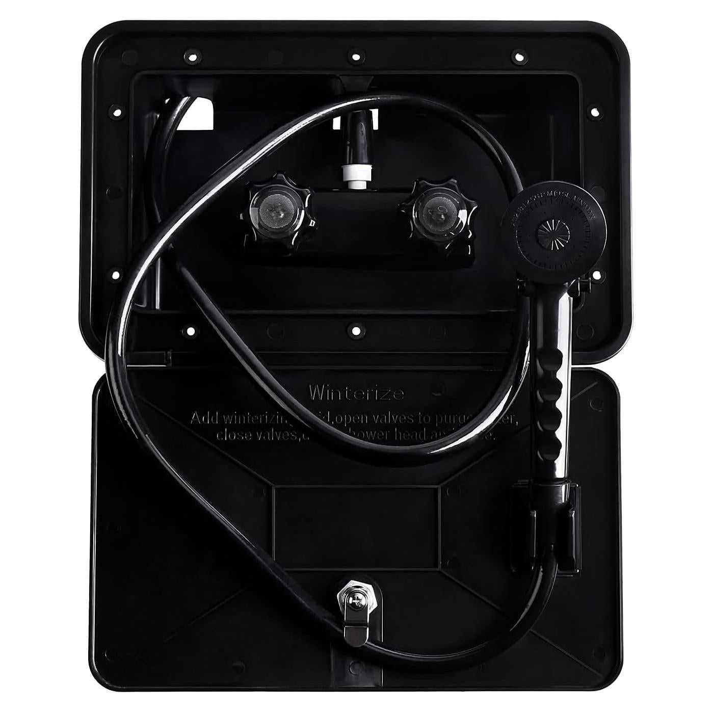 Caja de Ducha Exterior para RV OYMOV - 6.8L, Negra