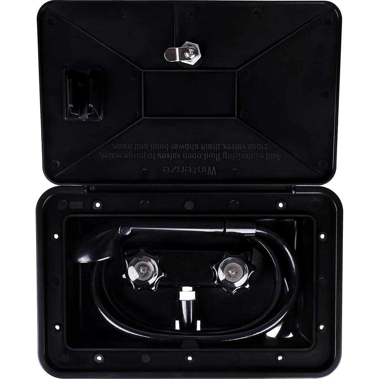 Caja de Ducha Exterior para RV OYMOV - 6.8L, Negra
