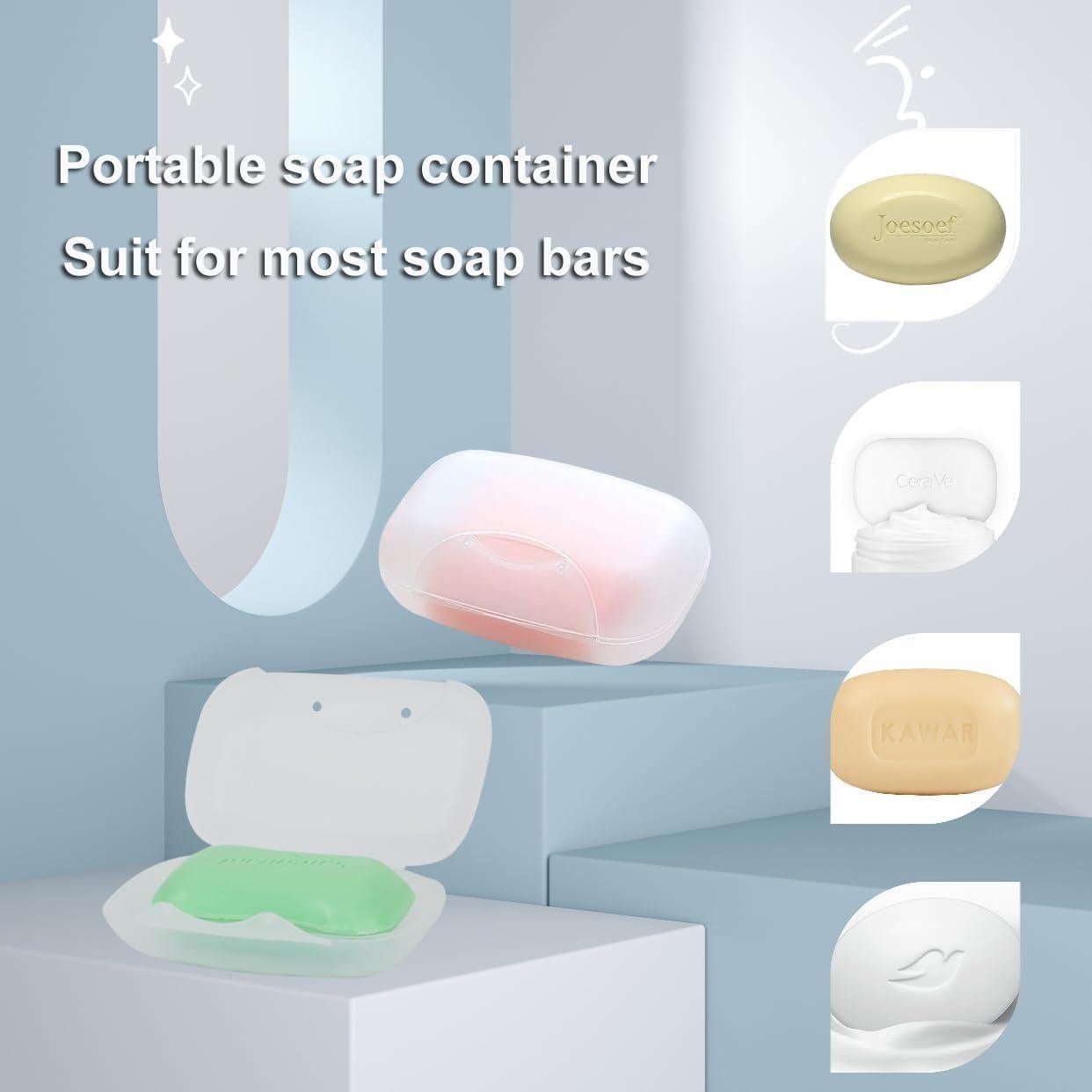 Travel Soap Case Soap Dish Bar Holder Container Box for Shower Bathroom Outdoor Trip Gym Camping School Vonpri (Without Bag Clear)