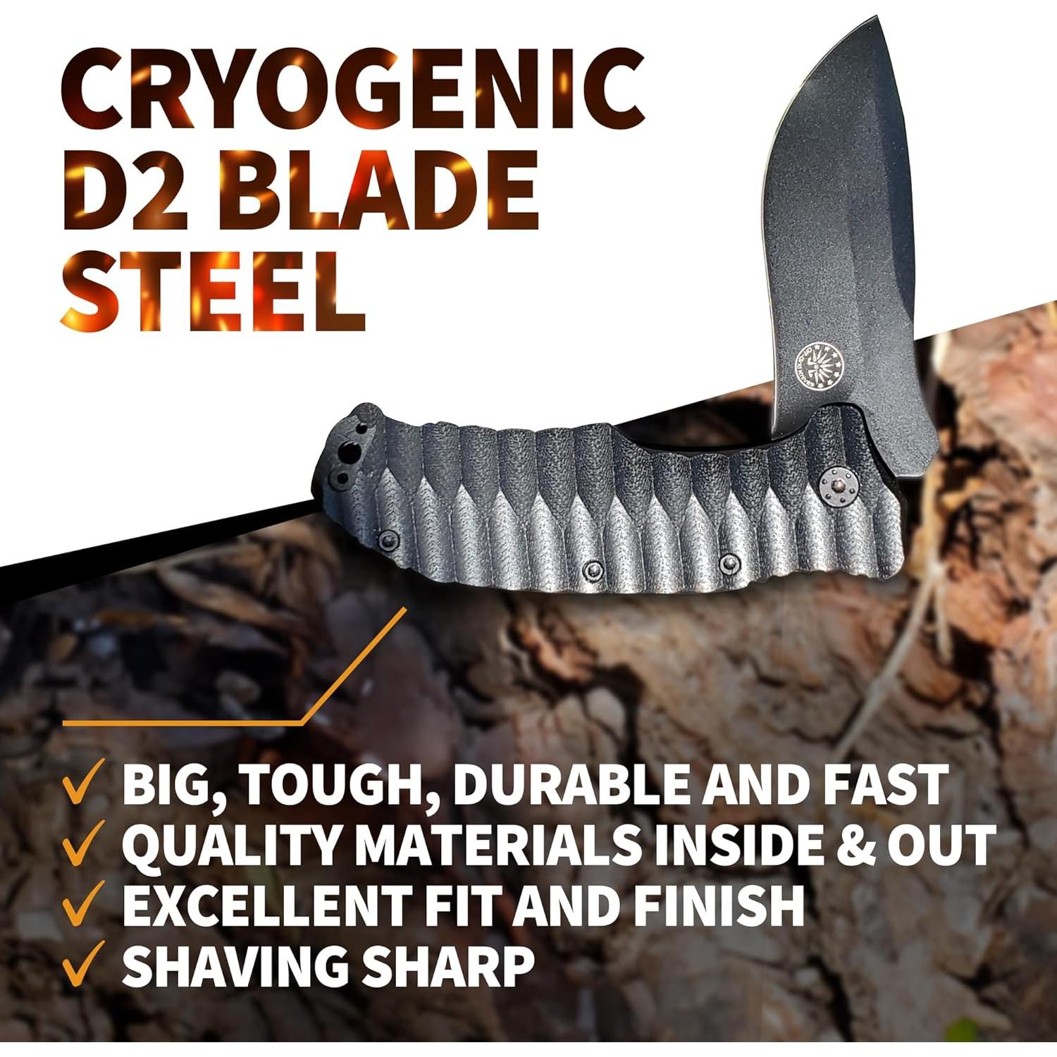 Cuchillo Plegable Off-Grid Fuego Rápido Blackout D2 9.5cm