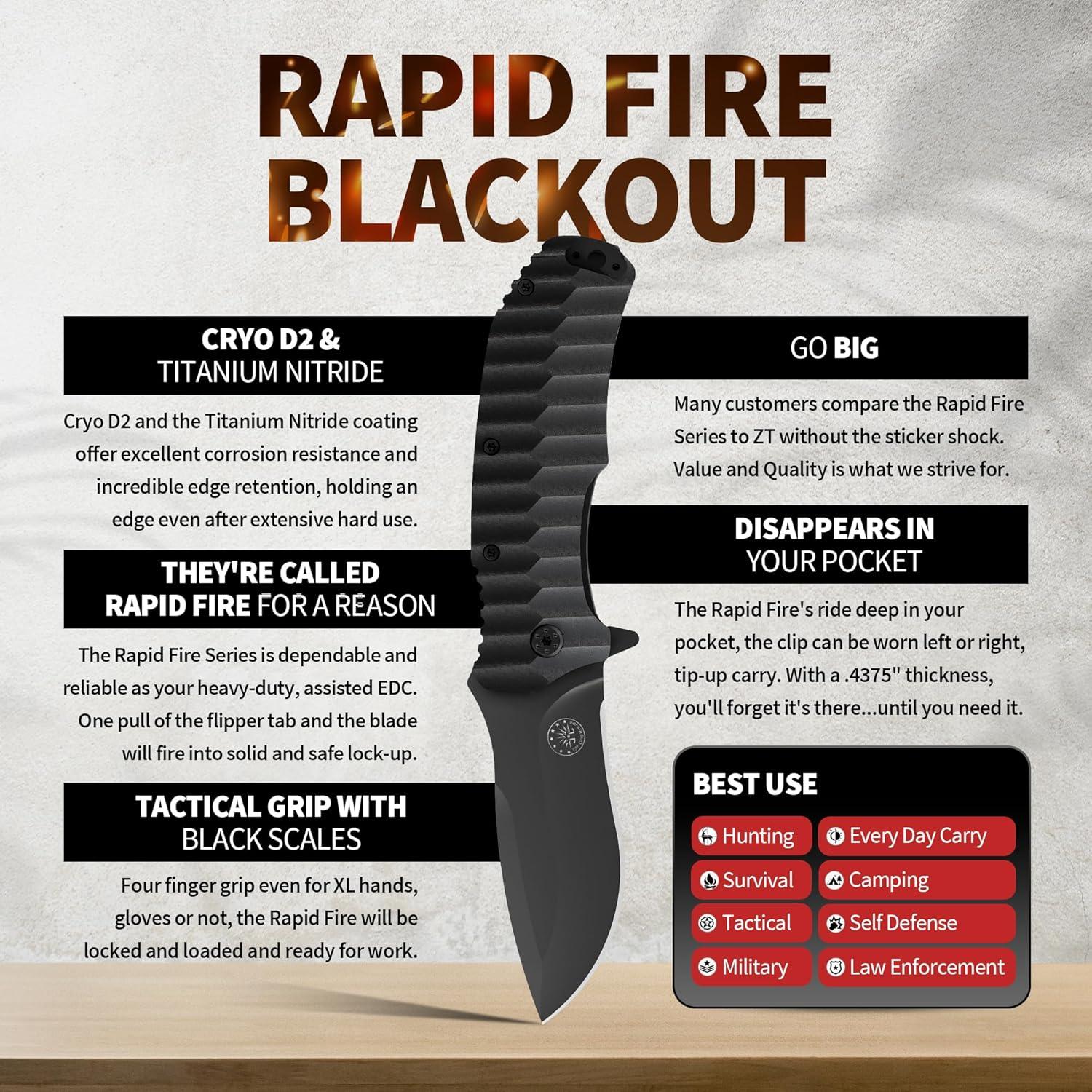 Cuchillo Plegable Off-Grid Fuego Rápido Blackout D2 9.5cm