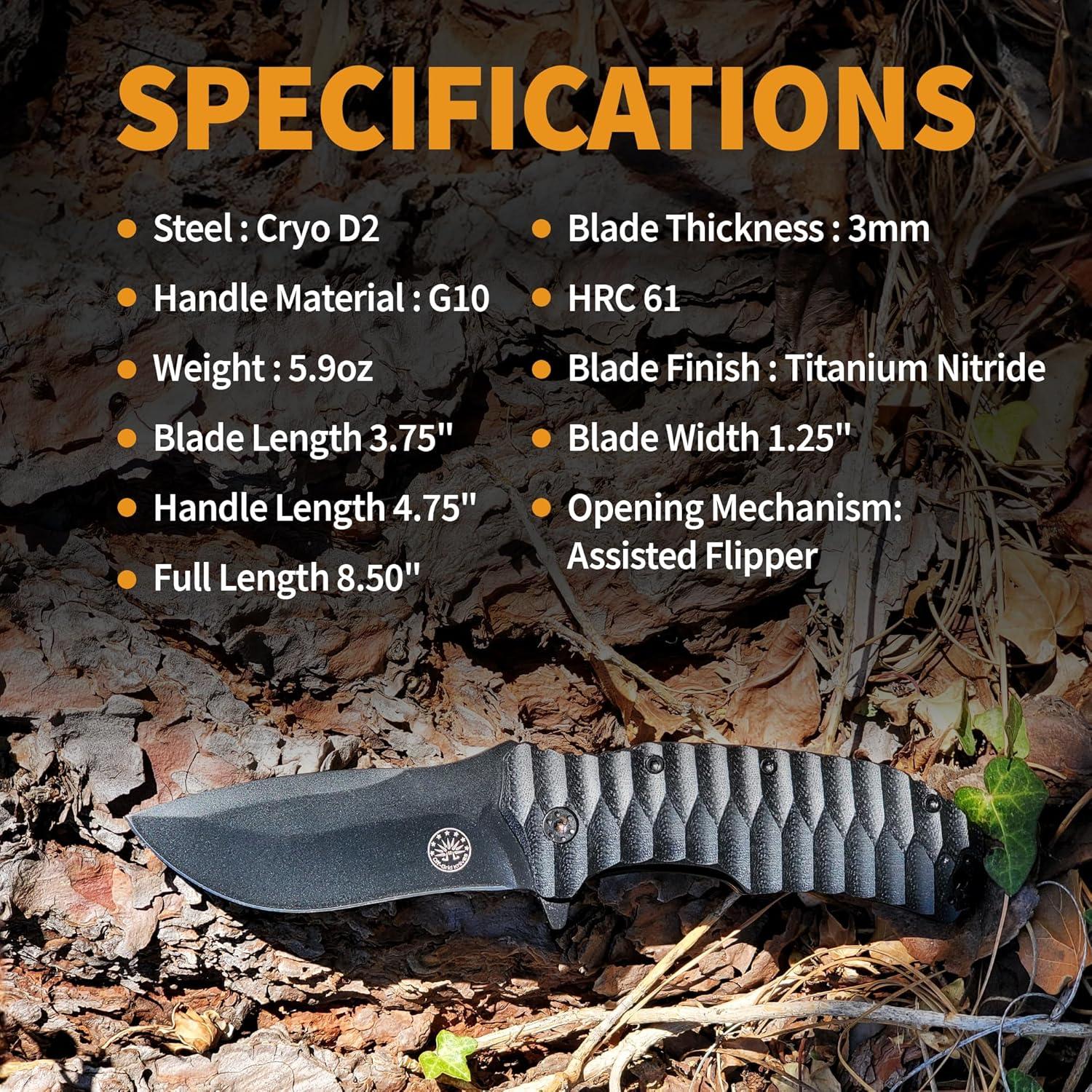 Cuchillo Plegable Off-Grid Fuego Rápido Blackout D2 9.5cm
