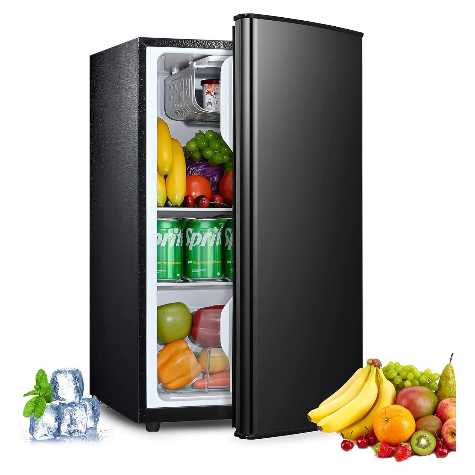 Compact Single Door Refrigerator with Freezer, 2.7 Cu.Ft Mini Fridge for Kitchen, Apartment, Dorm, RV – Adjustable Shelves, Quiet Operation, R600a Cooling Technology (Black, 2.7)
