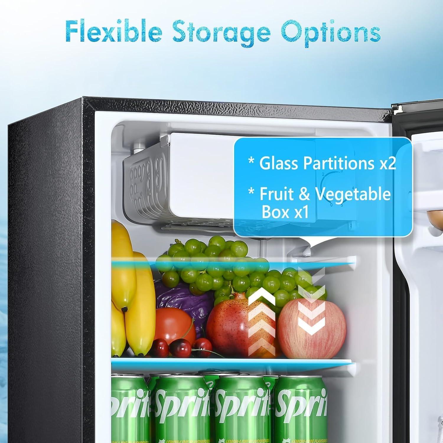 Compact Single Door Refrigerator with Freezer, 2.7 Cu.Ft Mini Fridge for Kitchen, Apartment, Dorm, RV – Adjustable Shelves, Quiet Operation, R600a Cooling Technology (Black, 2.7)