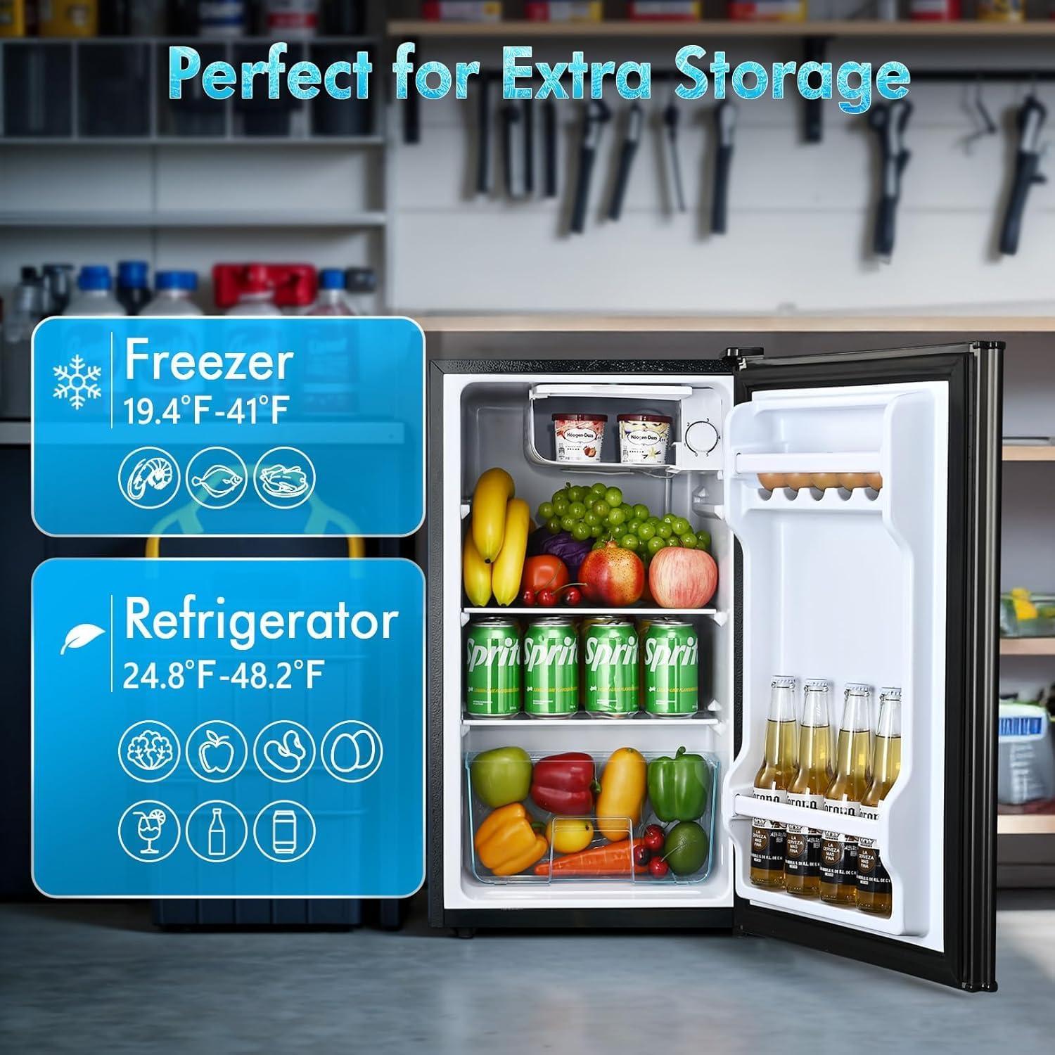 Compact Single Door Refrigerator with Freezer, 2.7 Cu.Ft Mini Fridge for Kitchen, Apartment, Dorm, RV – Adjustable Shelves, Quiet Operation, R600a Cooling Technology (Black, 2.7)
