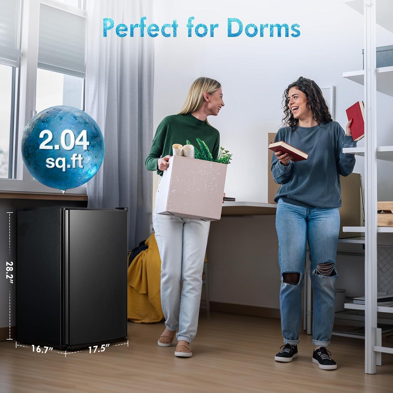 Compact Single Door Refrigerator with Freezer, 2.7 Cu.Ft Mini Fridge for Kitchen, Apartment, Dorm, RV – Adjustable Shelves, Quiet Operation, R600a Cooling Technology (Black, 2.7)