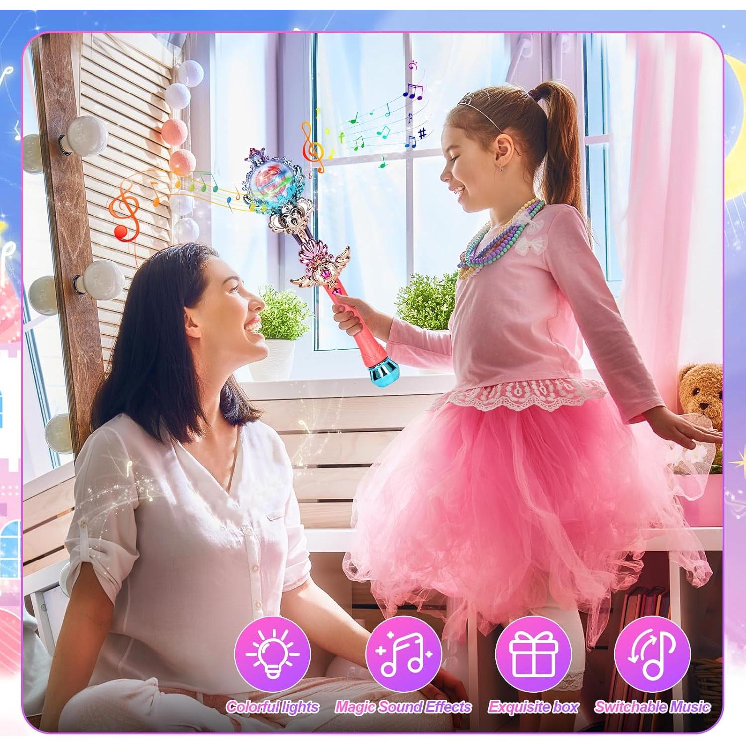 Varita Mágica Iluminada Skirfy con Sonido para Niñas 3-10 Años