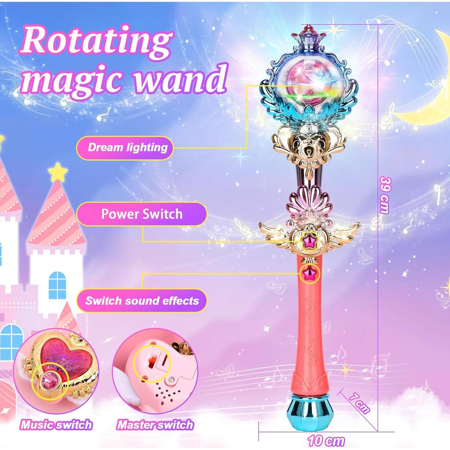 Varita Mágica Iluminada Skirfy con Sonido para Niñas 3-10 Años