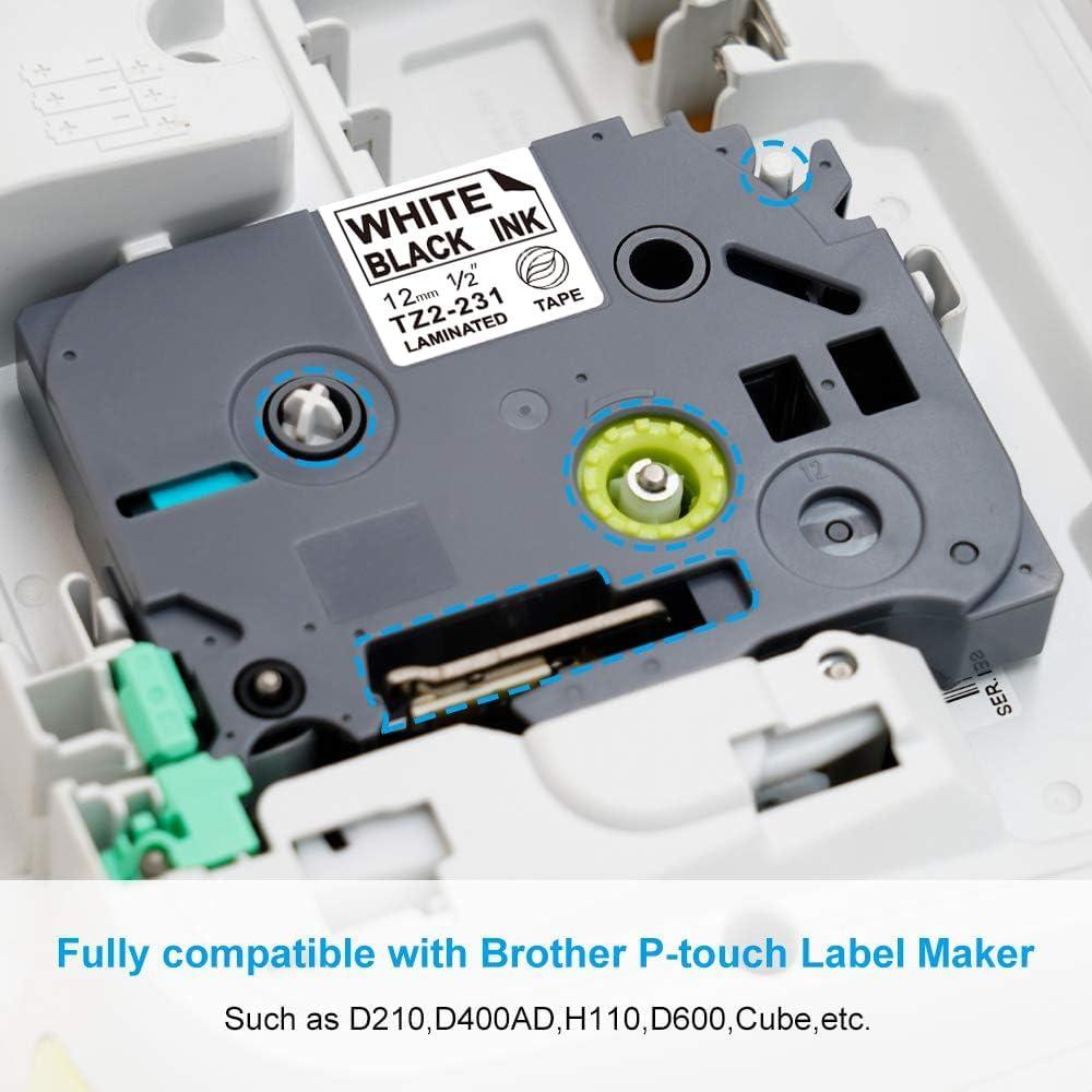 Paquete de 4 cintas de etiquetas RASSURT TZe-231 12mm blancas