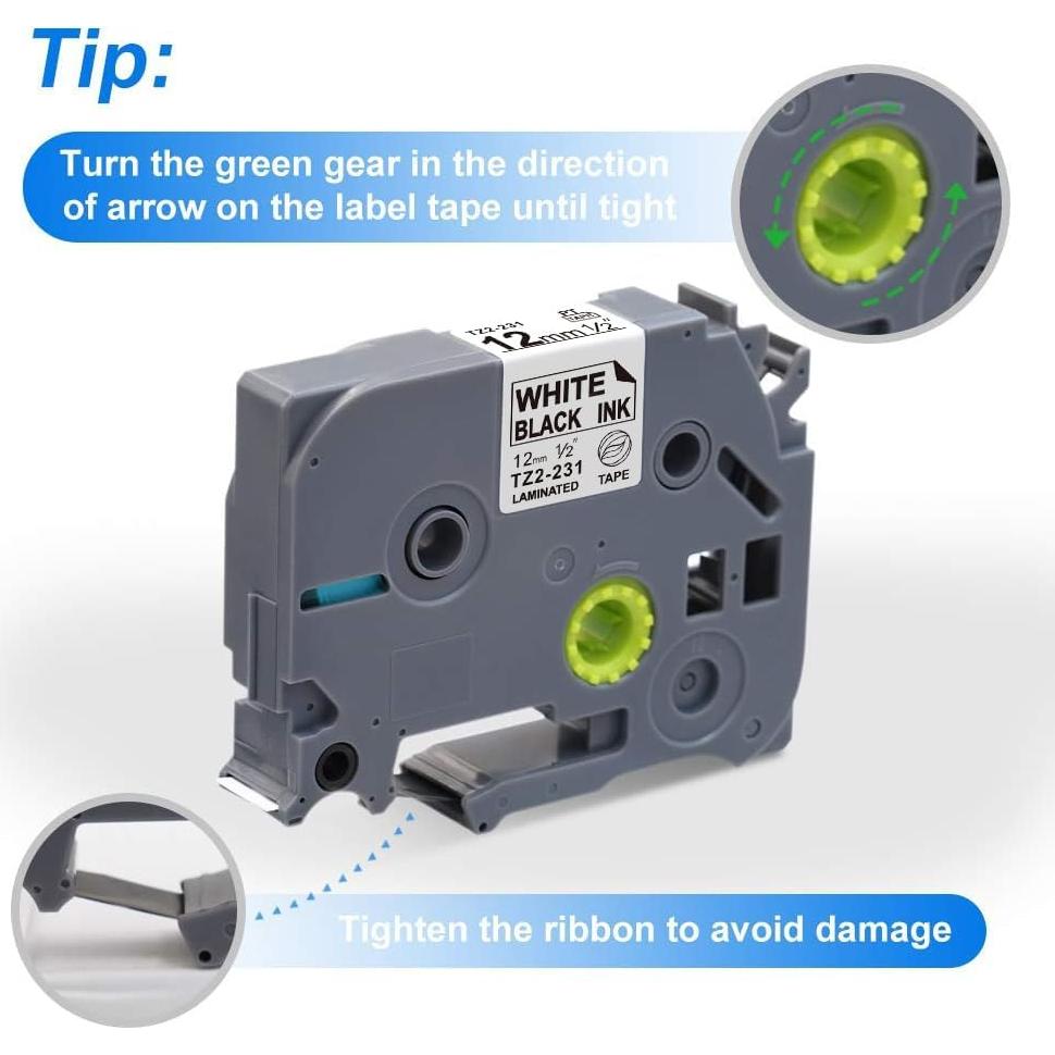 Paquete de 4 cintas de etiquetas RASSURT TZe-231 12mm blancas