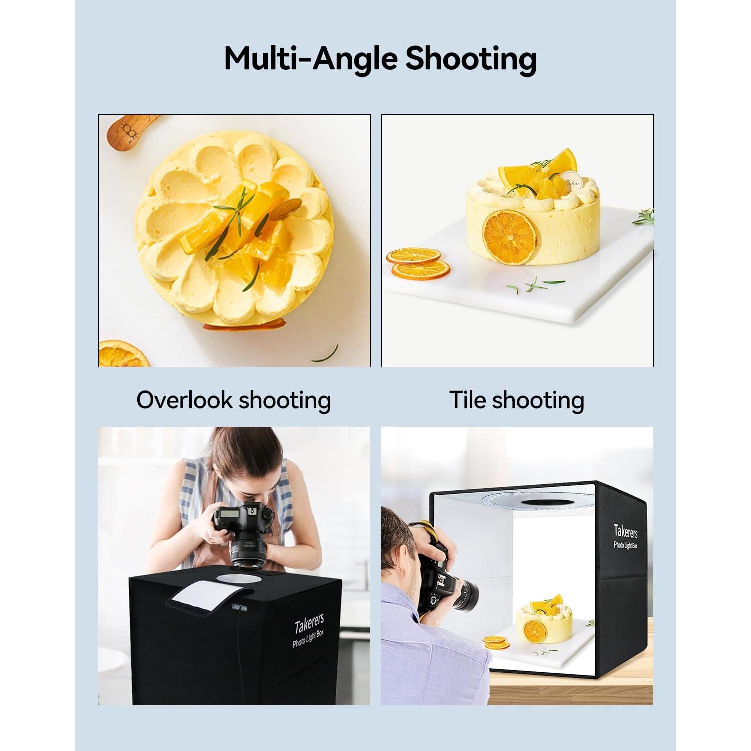 Caja de Luz de Estudio Takerers 30.48x30.48cm 120 LEDs Ajustable
