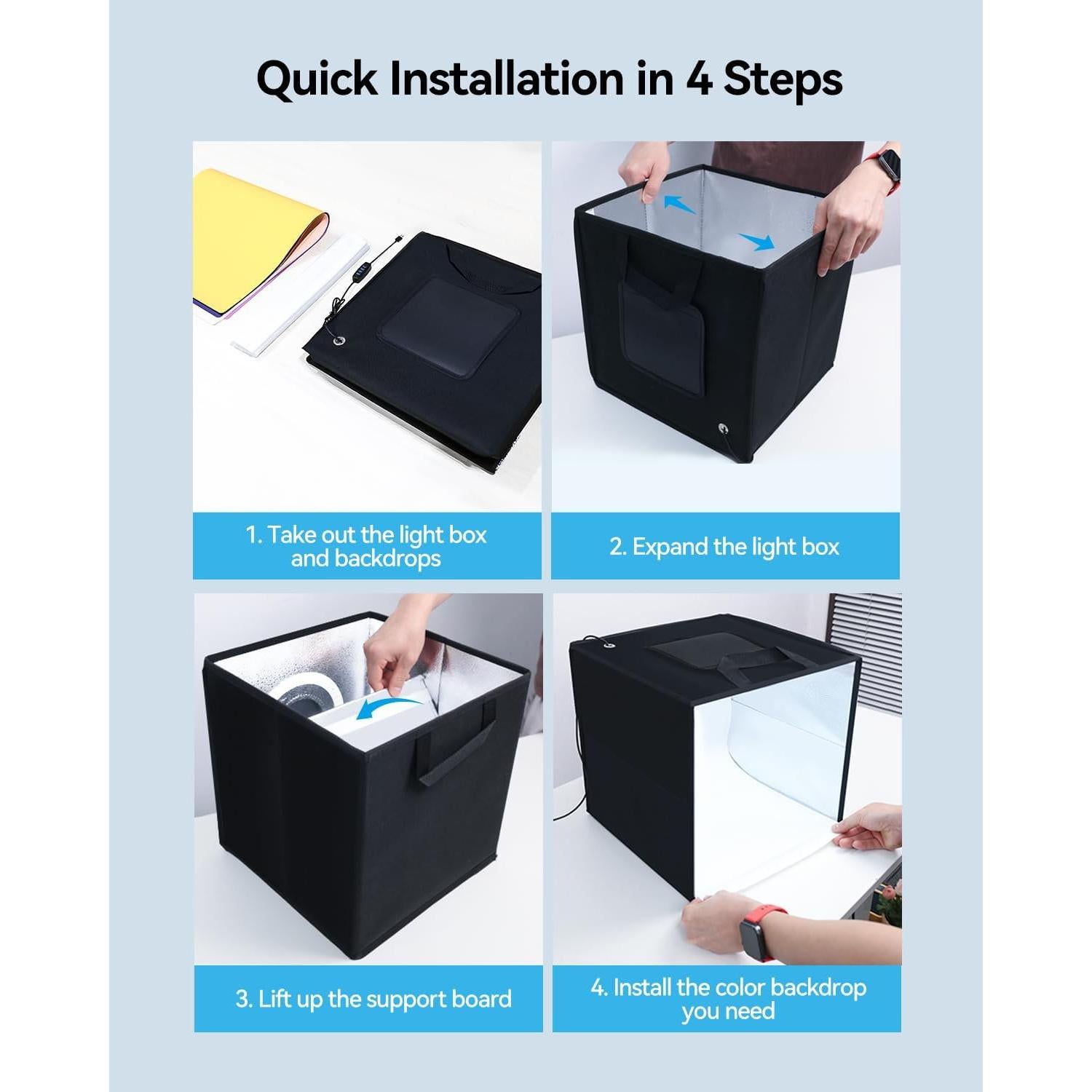 Caja de Luz de Estudio Takerers 30.48x30.48cm 120 LEDs Ajustable
