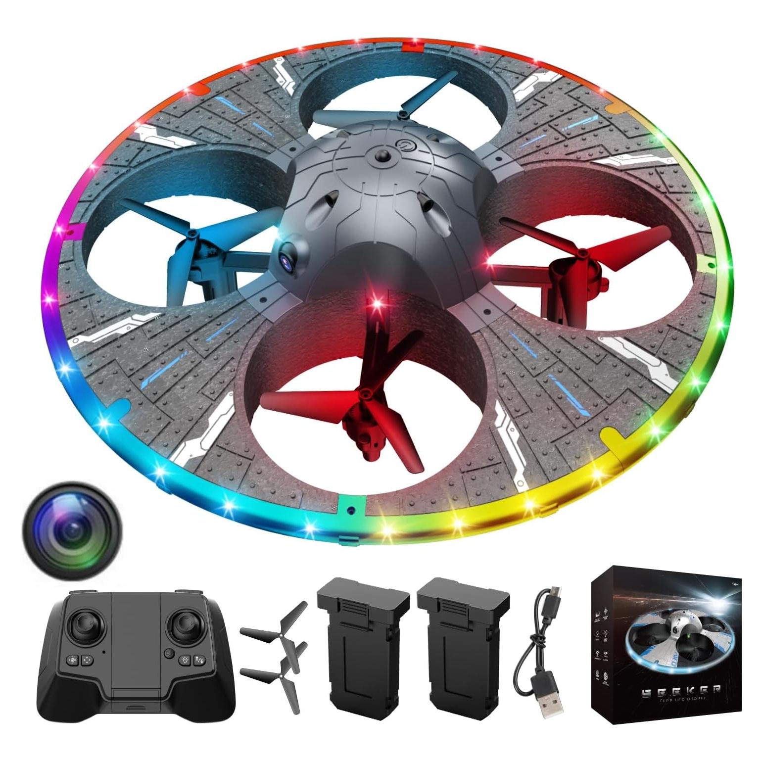 Dron RC APIZCUK S163 con Cámara HD y Luces LED - Negro