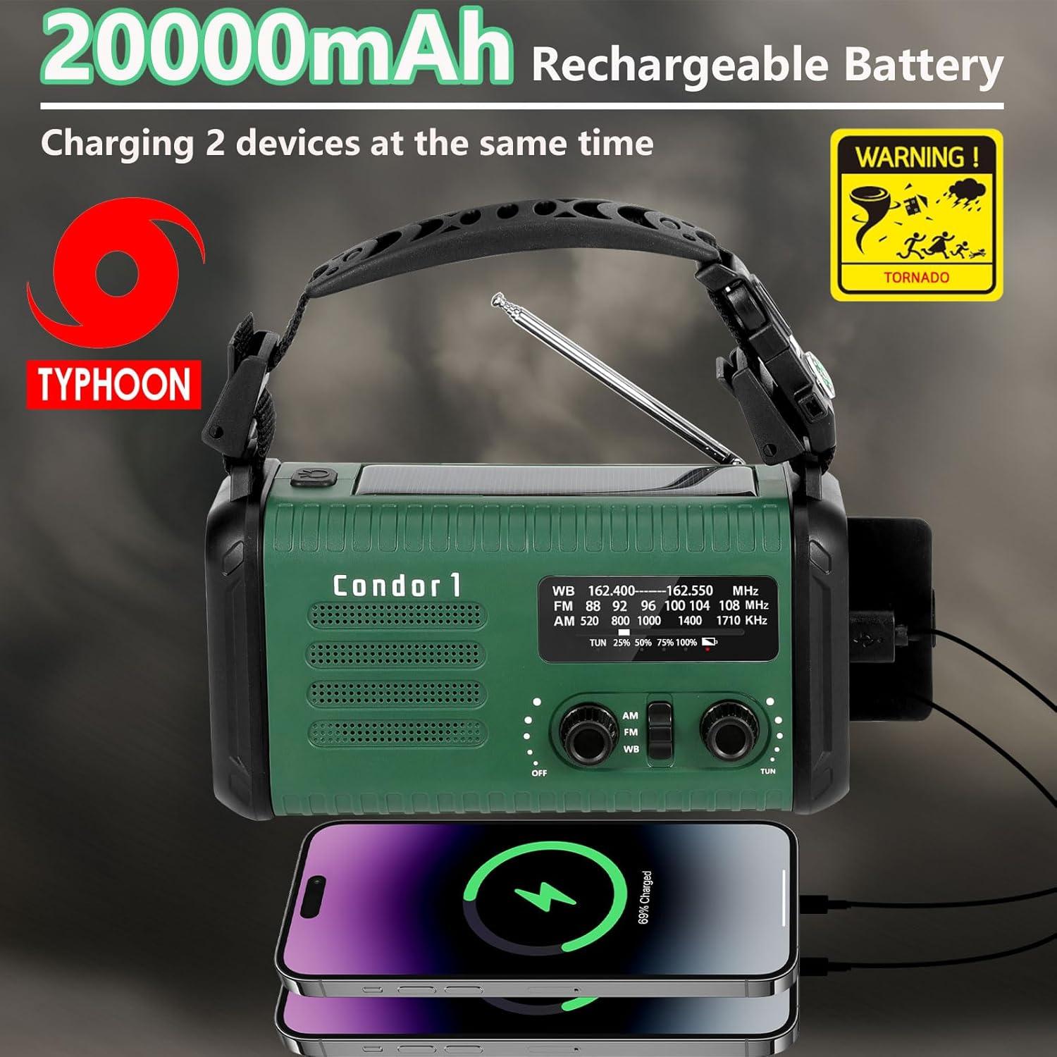 Radio Meteorológica de Emergencia Tiemahun Condor 1 USB-C Solar