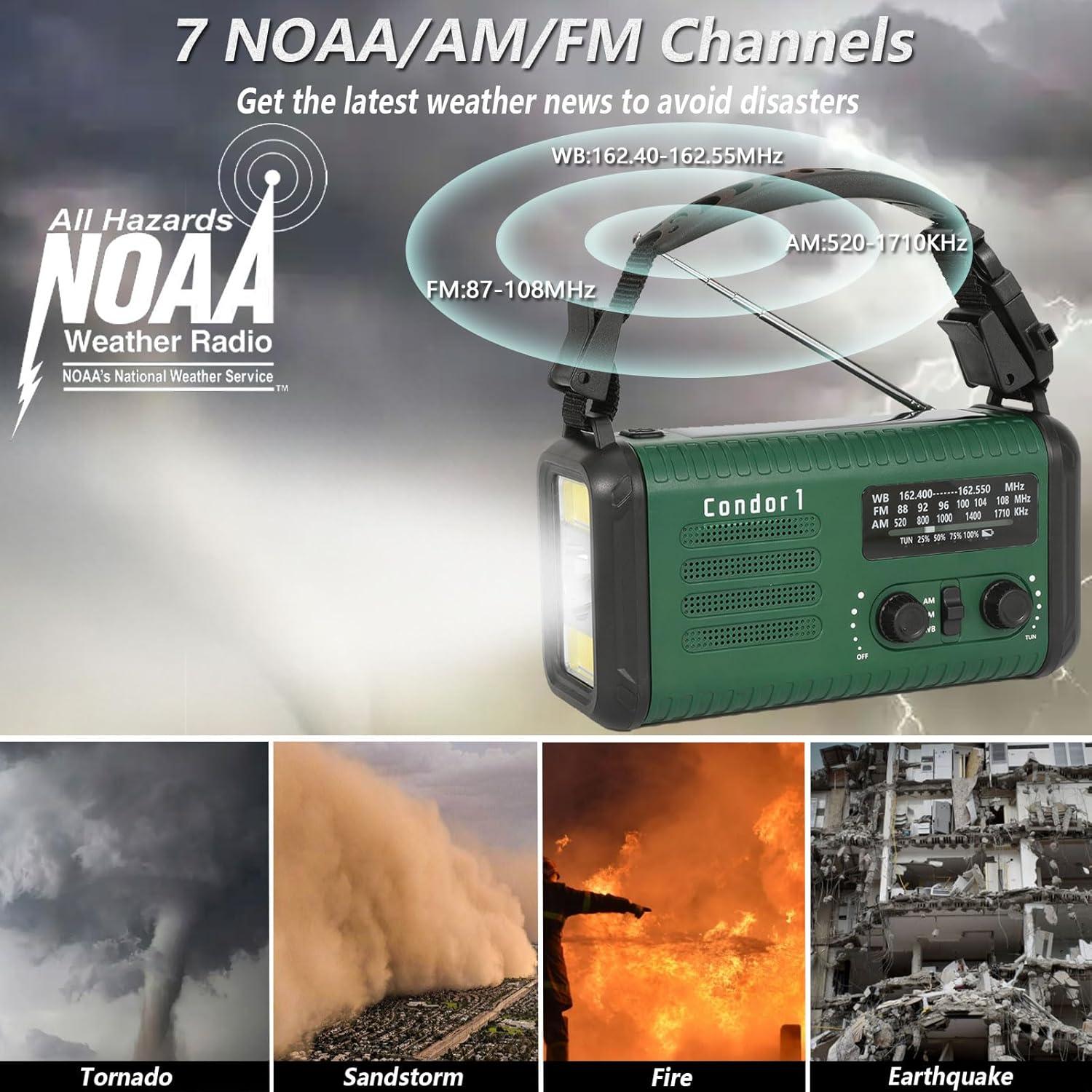 Radio Meteorológica de Emergencia Tiemahun Condor 1 USB-C Solar