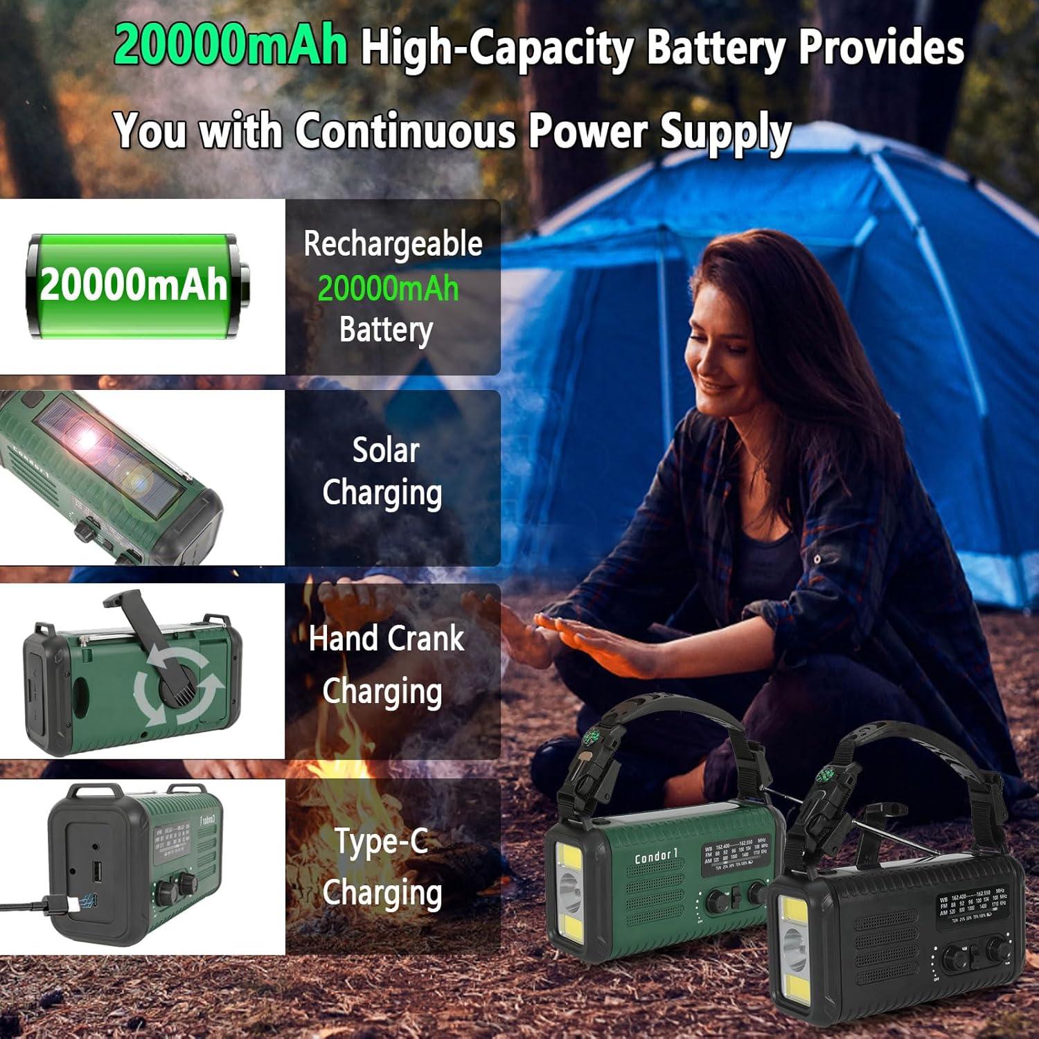 Radio Meteorológica de Emergencia Tiemahun Condor 1 USB-C Solar