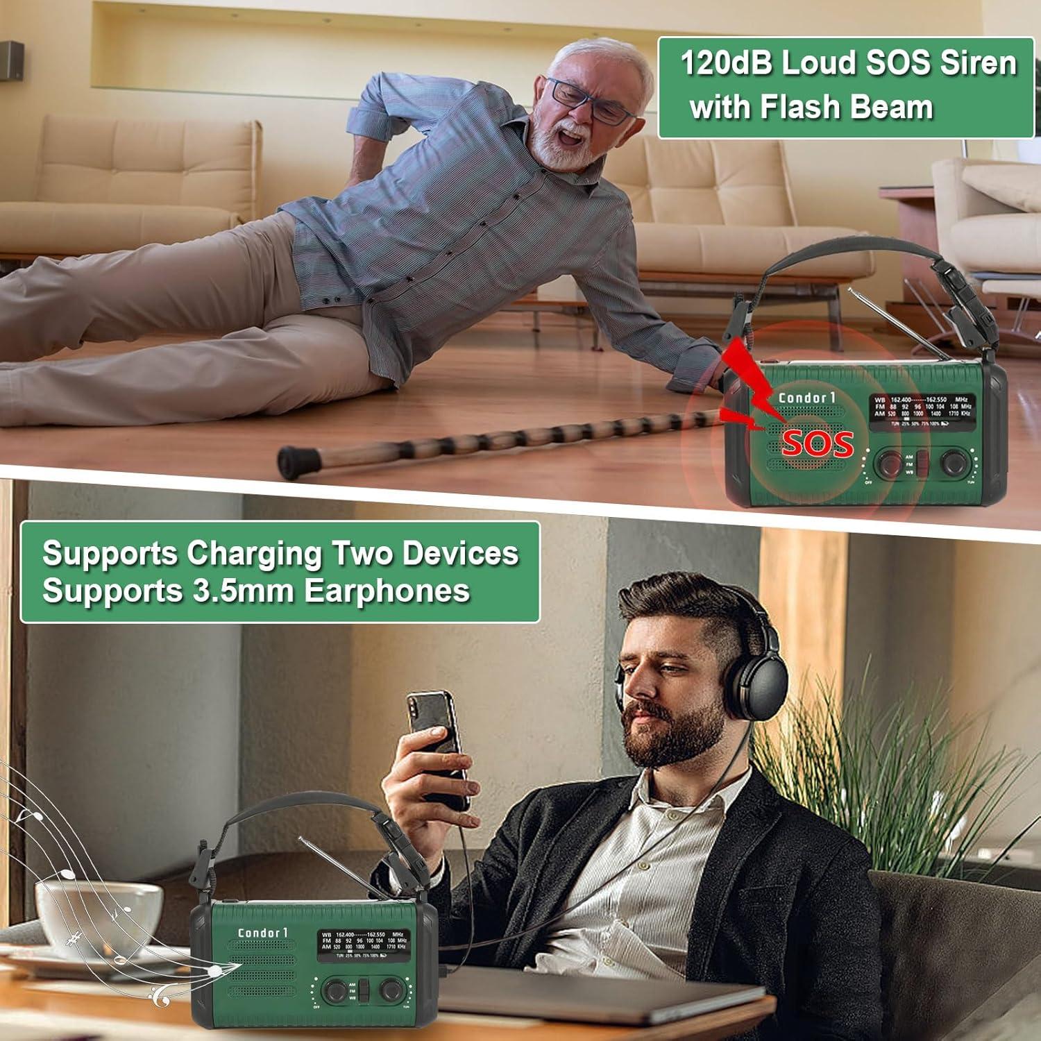 Radio Meteorológica de Emergencia Tiemahun Condor 1 USB-C Solar