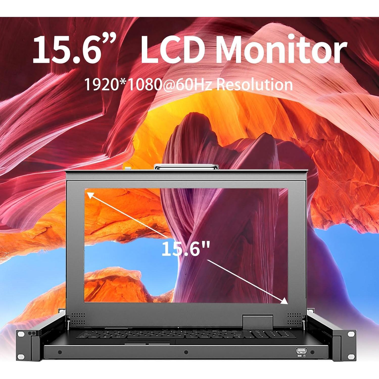 Conmutador KVM HDMI 8 Puertos Arvitek con Monitor LCD 15.6"