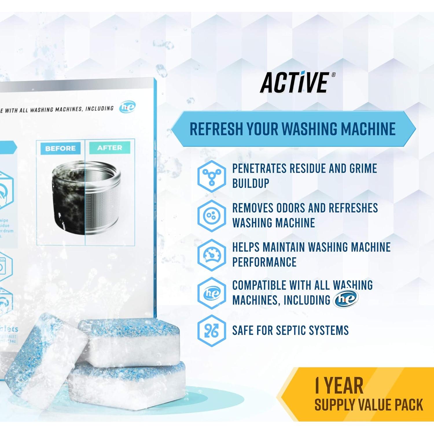 Tabletas Limpiadoras para Lavadora ACTIVE - 24 Unidades Ecológicas