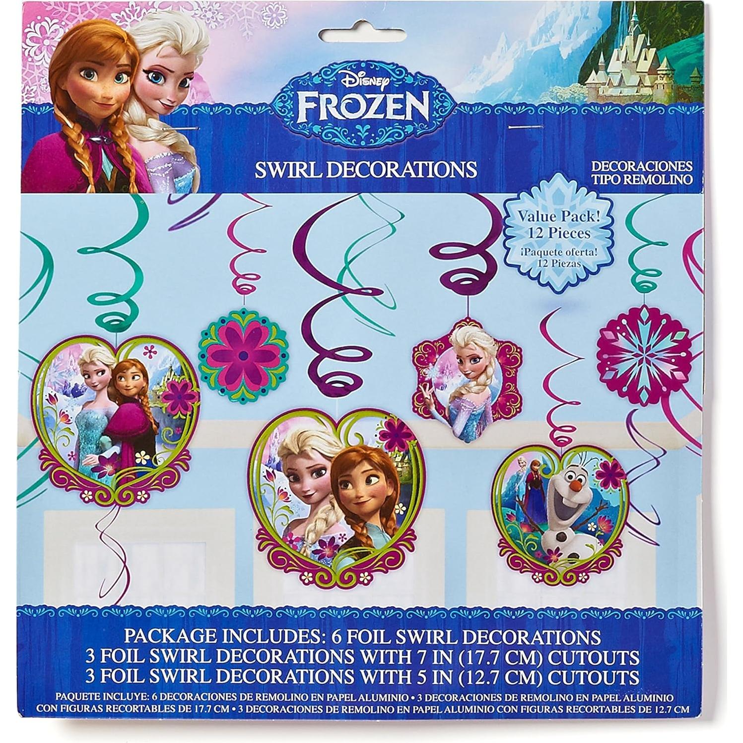Decoraciones Colgantes de Remolino Frozen American Greetings 12 Unidades