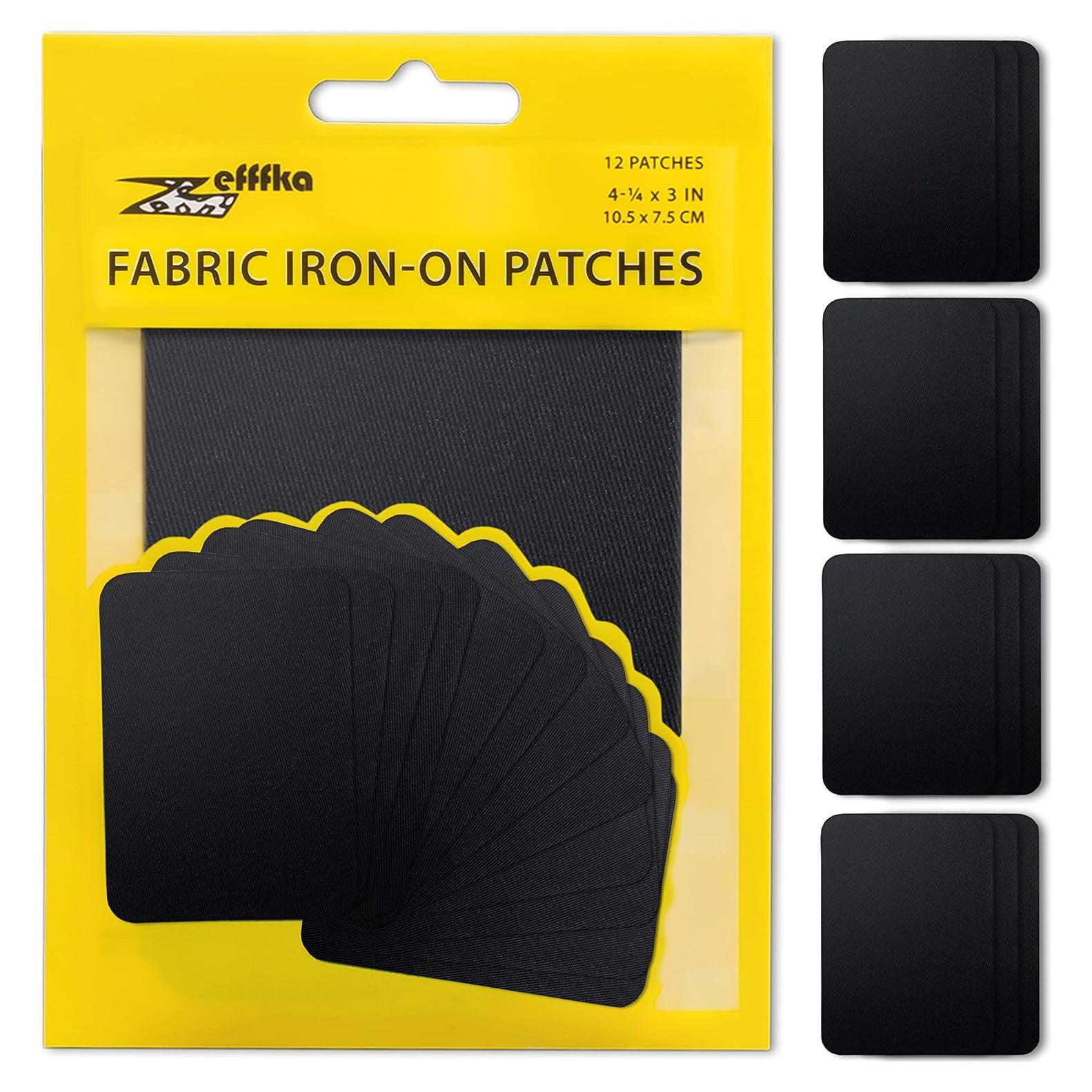 ZEFFFKA Parches de Tela para Planchar 12 Piezas 100% Algodón Negro