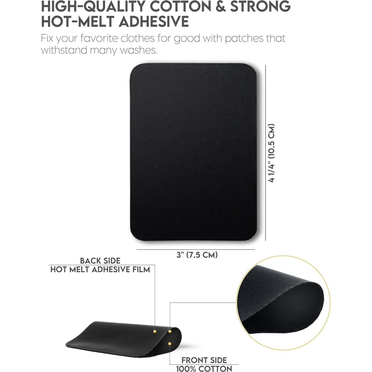 ZEFFFKA Parches de Tela para Planchar 12 Piezas 100% Algodón Negro