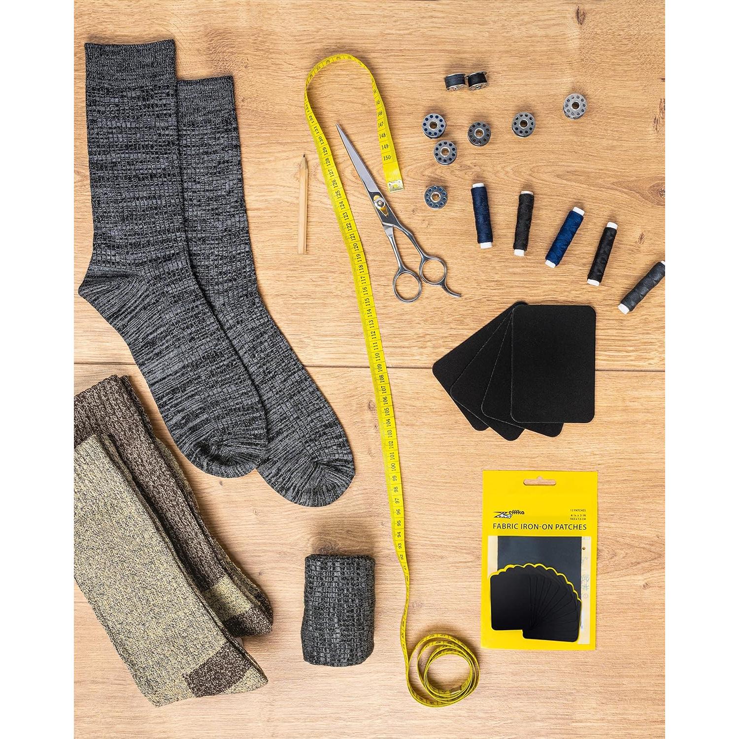 ZEFFFKA Parches de Tela para Planchar 12 Piezas 100% Algodón Negro