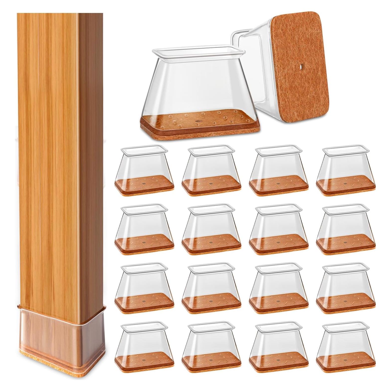 28 Protectores de Piso Silicona para Patas de Silla Rectangulares