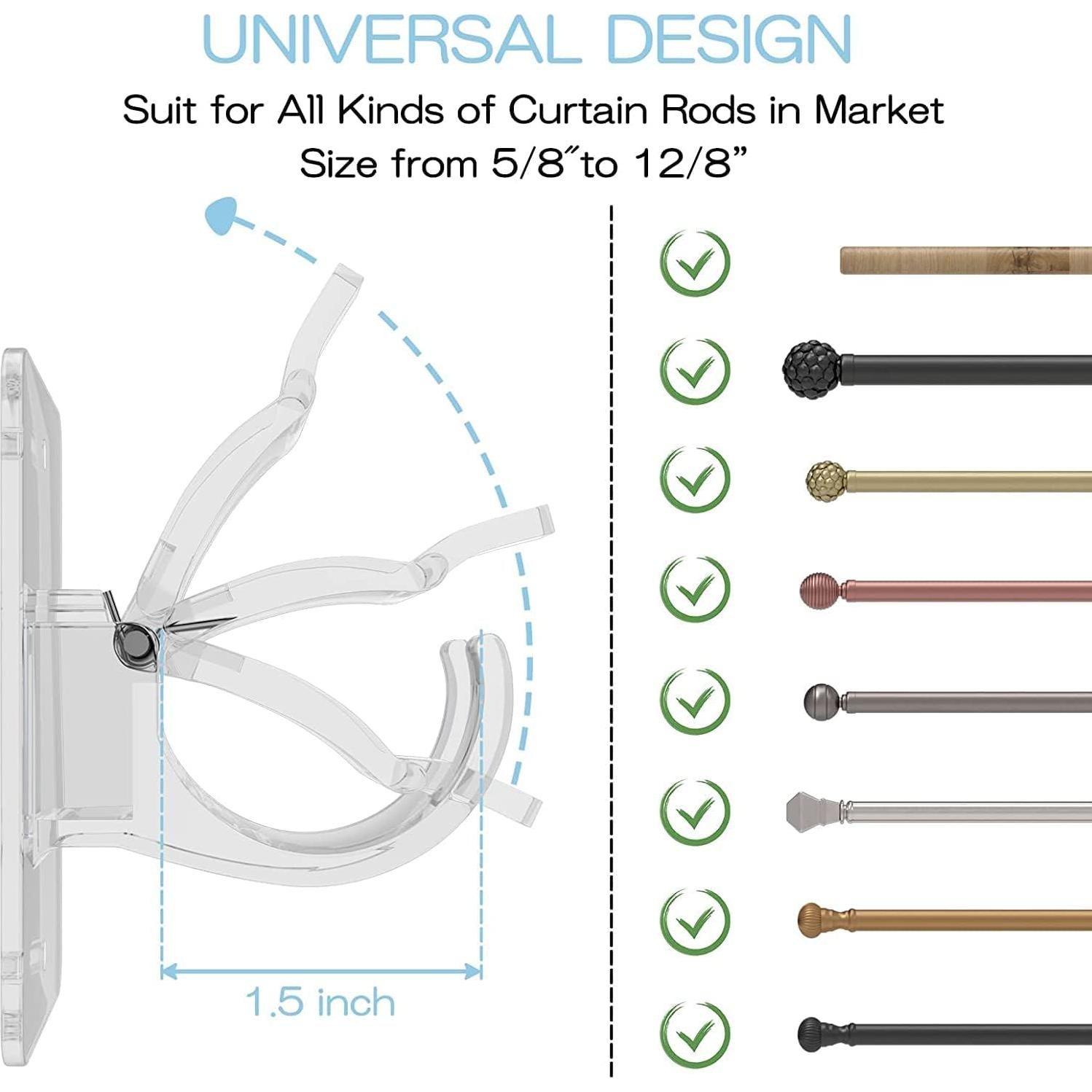 Soportes para Cortinas Autoadhesivos CIEMGNZOC 2 Pcs Transparente
