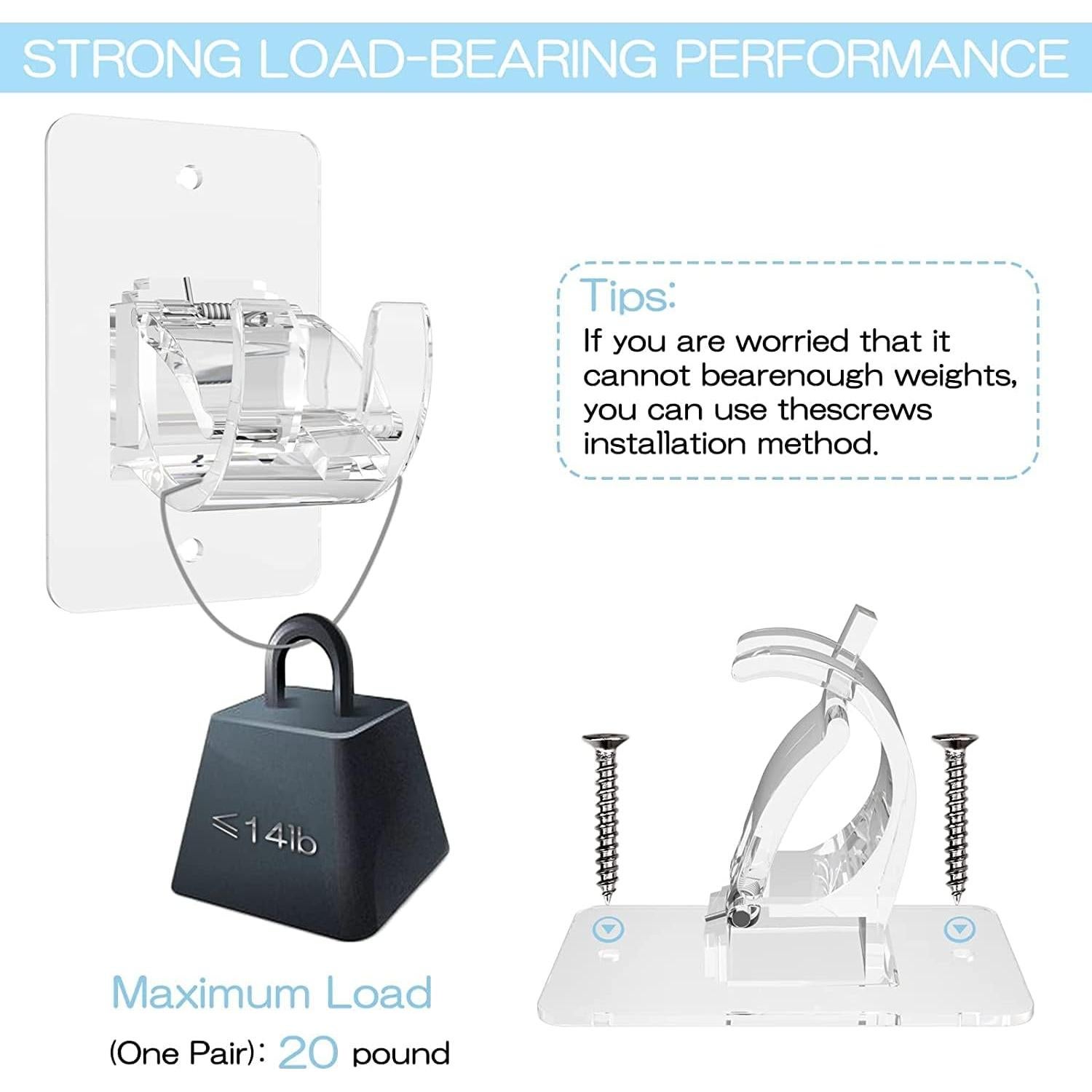 Soportes para Cortinas Autoadhesivos CIEMGNZOC 2 Pcs Transparente