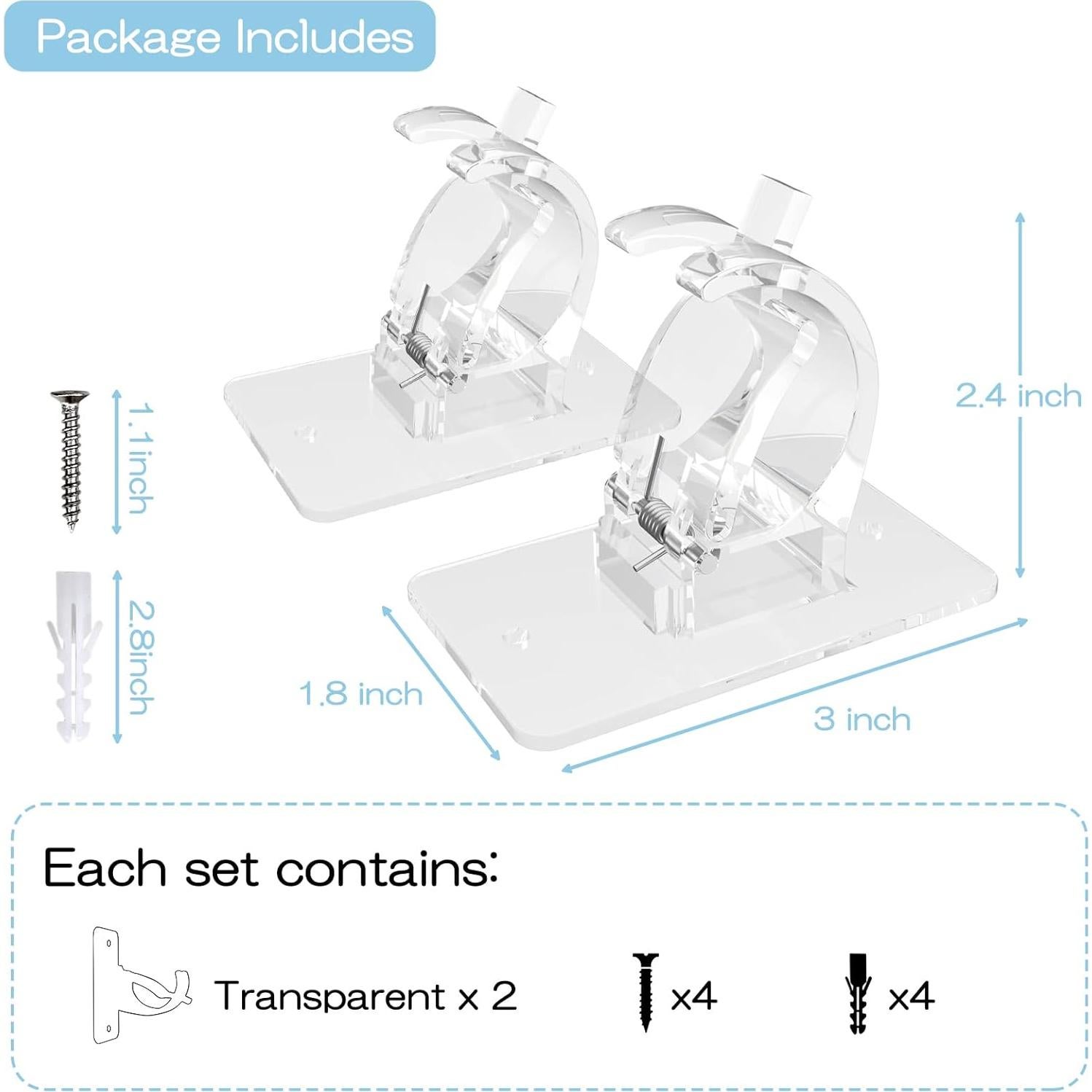 Soportes para Cortinas Autoadhesivos CIEMGNZOC 2 Pcs Transparente