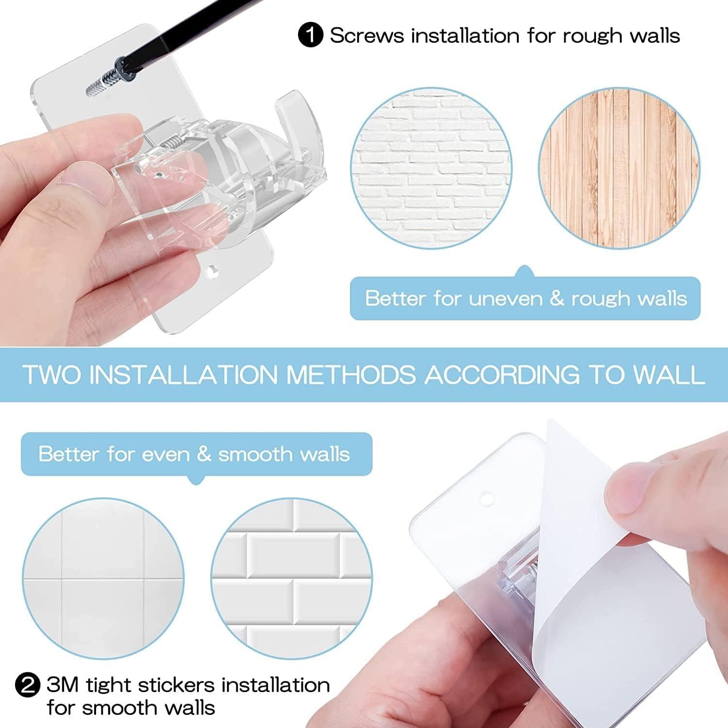 Soportes para Cortinas Autoadhesivos CIEMGNZOC 2 Pcs Transparente