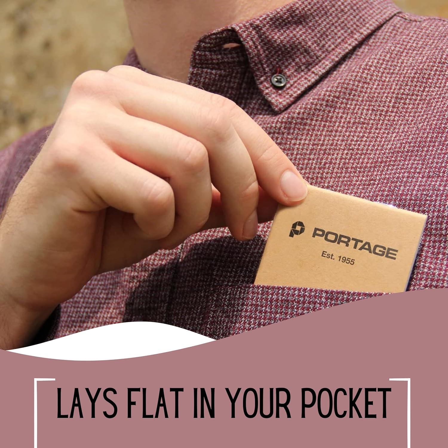 Portage Field Notebook Tactical Sized Pocket Notepad - Top Bound Notebook with Lined Paper Lies Flat in Pocket - 2.8" x 4.6" - 64 Pages (3 Pack) (6 Pack, Tactical)