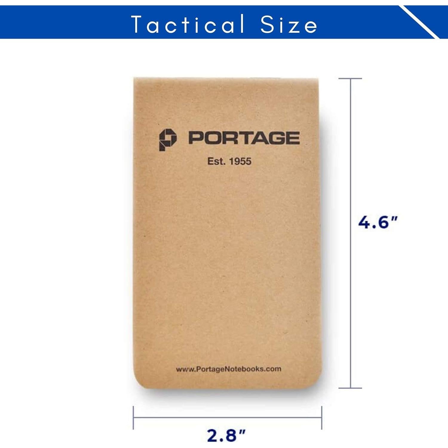 Portage Field Notebook Tactical Sized Pocket Notepad - Top Bound Notebook with Lined Paper Lies Flat in Pocket - 2.8" x 4.6" - 64 Pages (3 Pack) (6 Pack, Tactical)