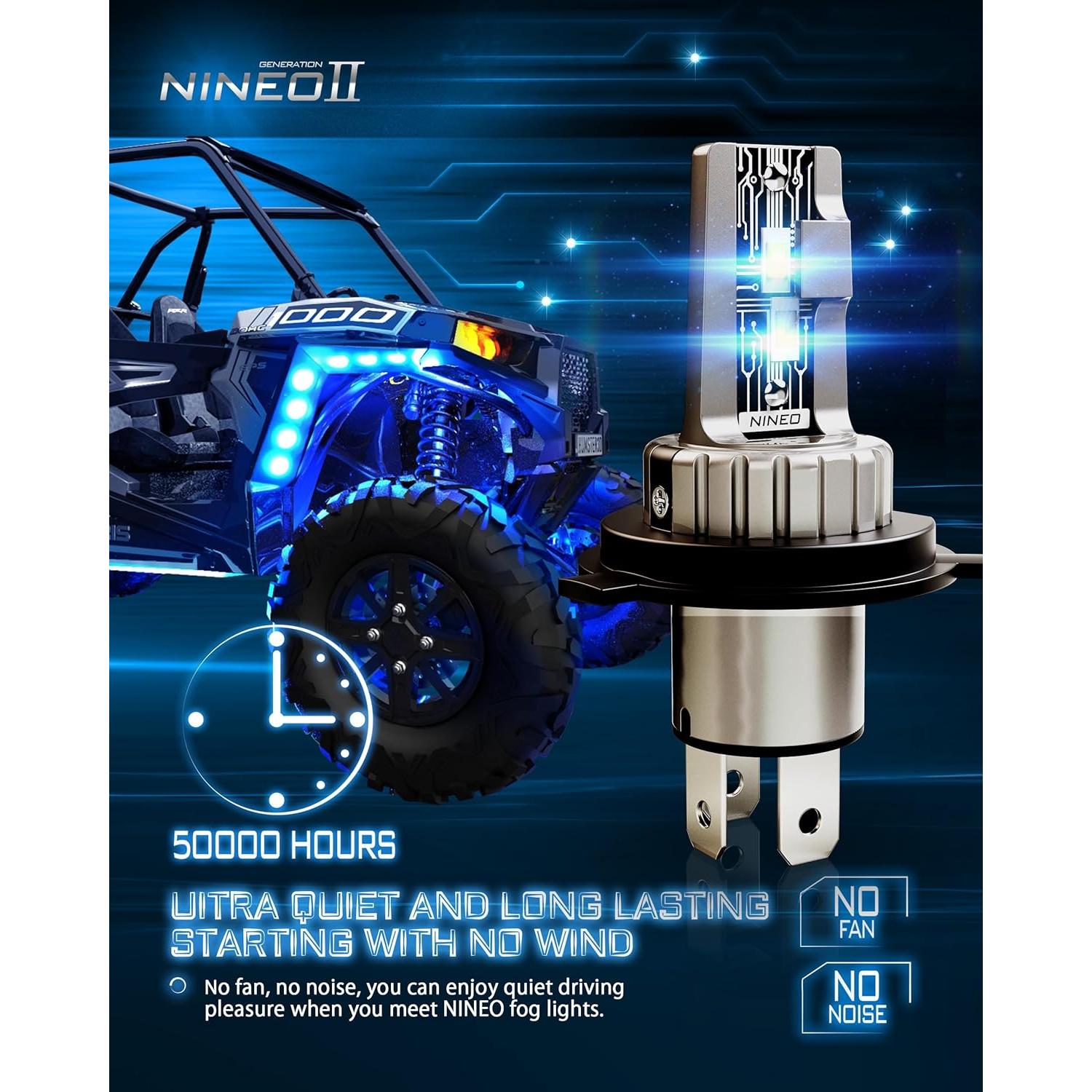 Bombillas NINEO H4/9003 300% Brillantes 6500K Luz Niebla