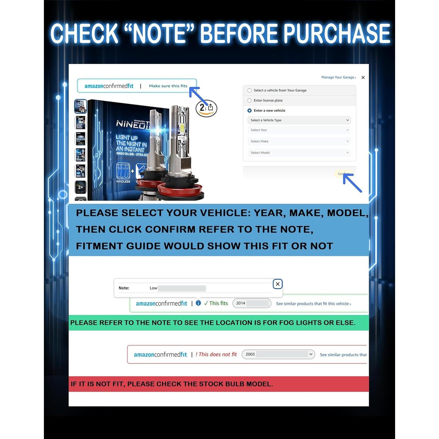 Bombillas NINEO H4/9003 300% Brillantes 6500K Luz Niebla