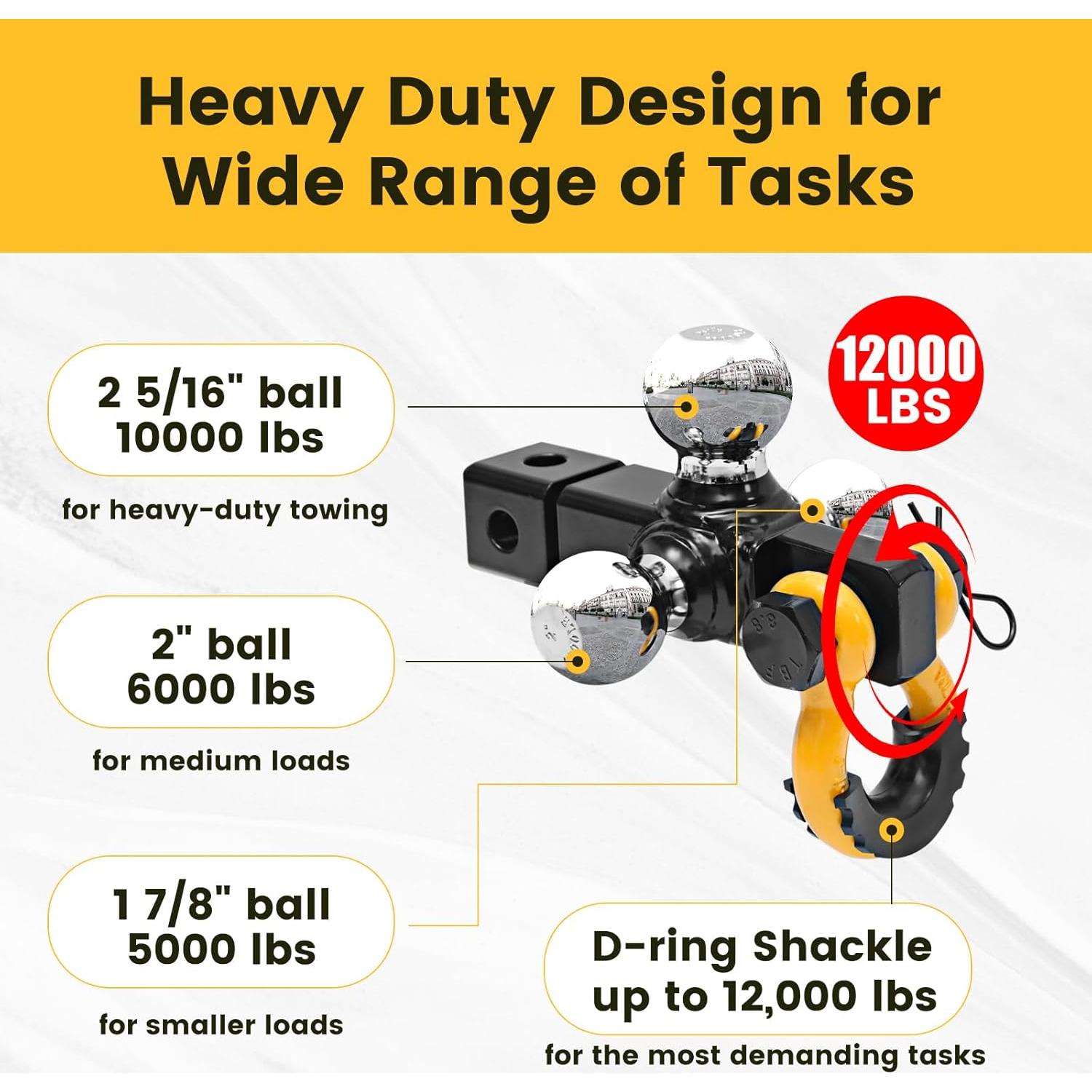 Soporte de Enganche de Remolque MaxxHaul 51003 Tri Ball 5443 kg