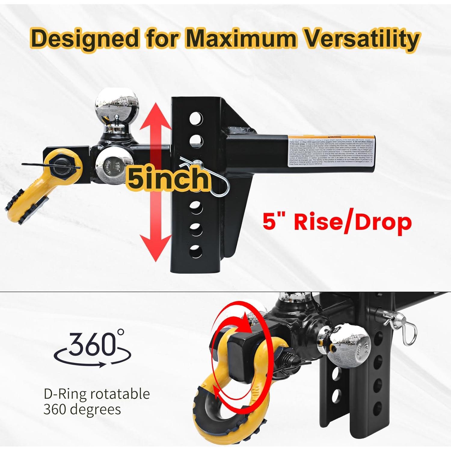 Soporte de Enganche de Remolque MaxxHaul 51003 Tri Ball 5443 kg