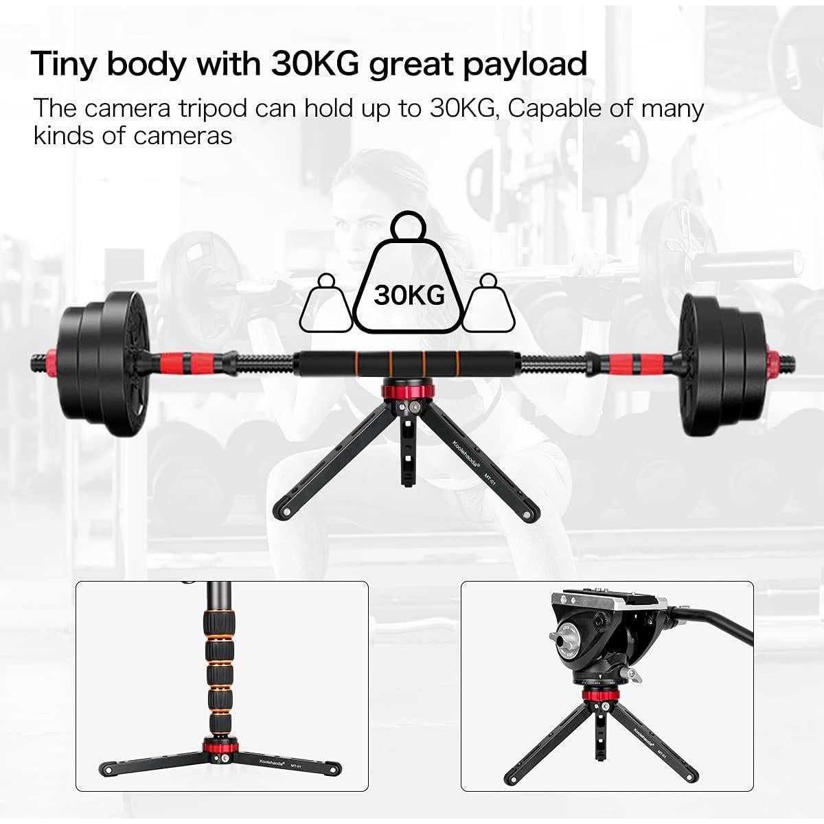 Koolehaoda Mini Tripod Portable Desktop Tabletop Tripod Stand CNC Aluminum Alloy with 1/4 and 3/8 Screw Mount for Cameras Camcorder Gimbal Stabilizers,Max Payload of 66 Lbs/30Kg