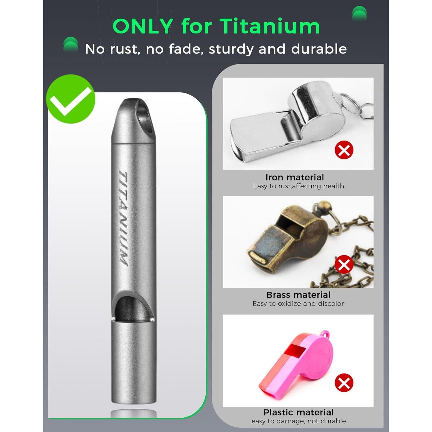 Silbato de Emergencia Titanio IUMIUN 120dB Ultra Ligero