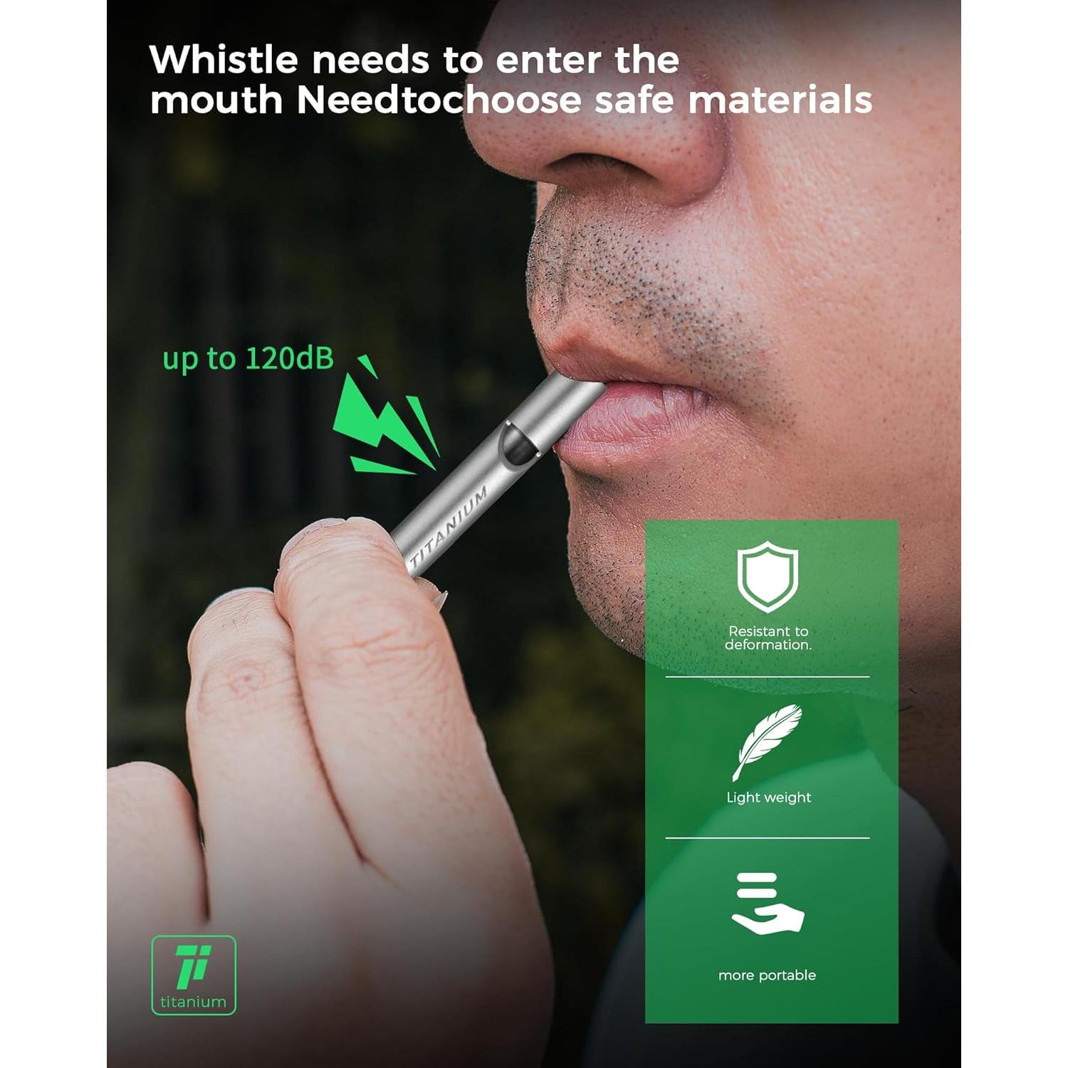 Silbato de Emergencia Titanio IUMIUN 120dB Ultra Ligero