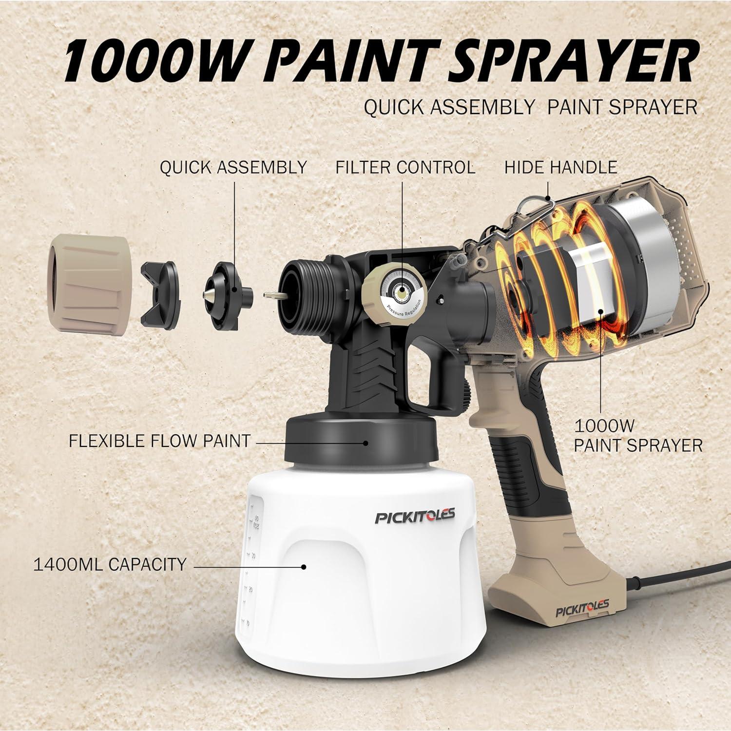 Pistola de Pintura Eléctrica HVLP PICKITOLES EPQ-X 1000W 1400ml