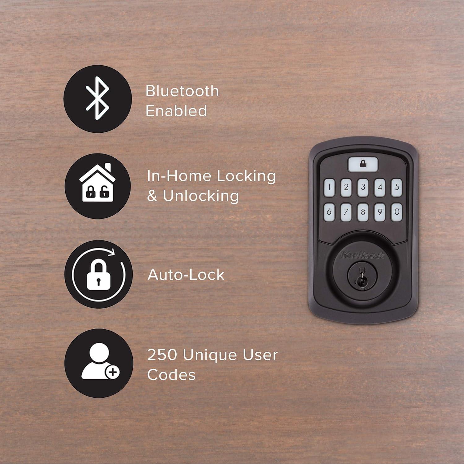 Cerradura Inteligente Kwikset Aura Bluetooth Teclado Negro Mate