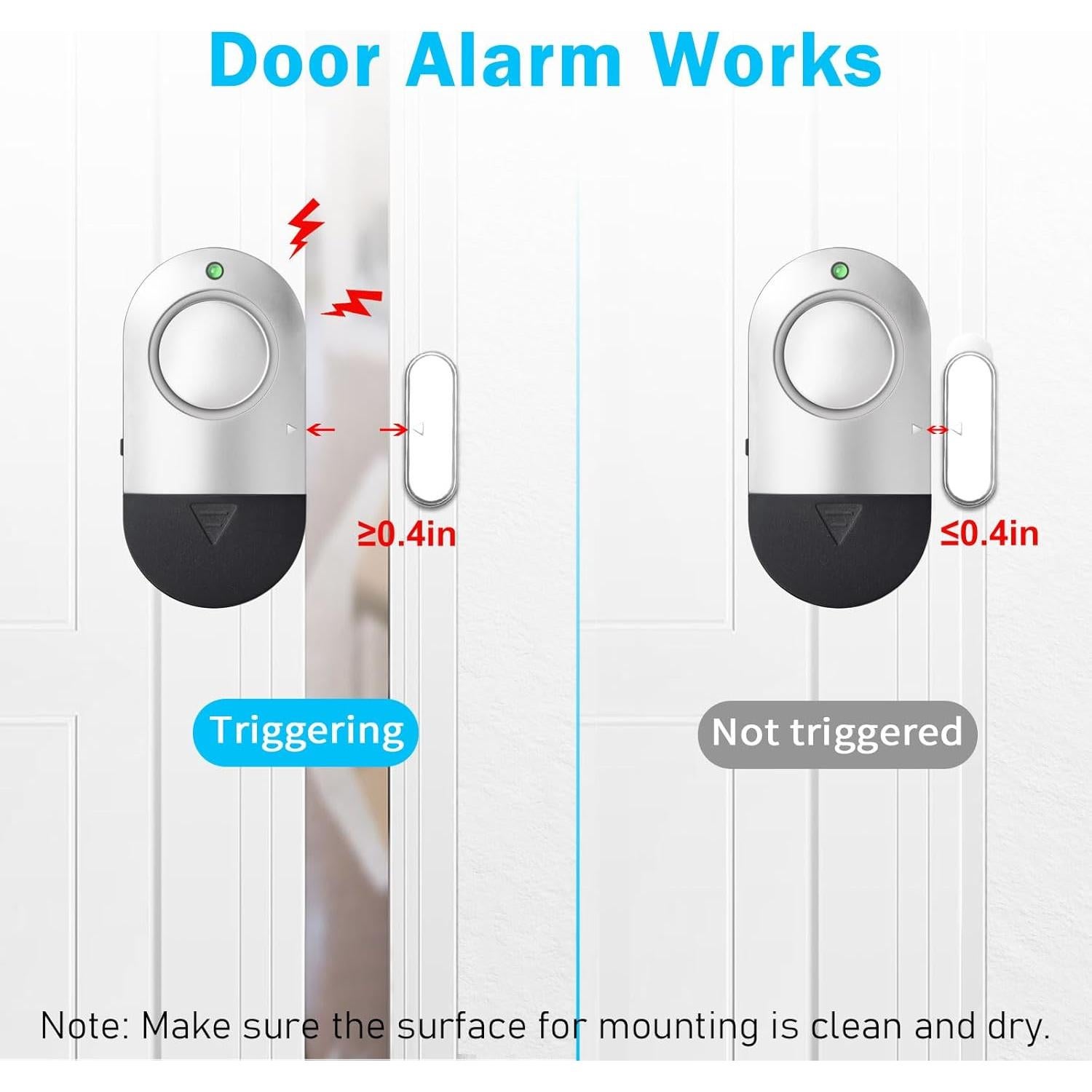Sensores de Alarma de Ventana y Puerta Toeeson 120DB 5 Paquetes