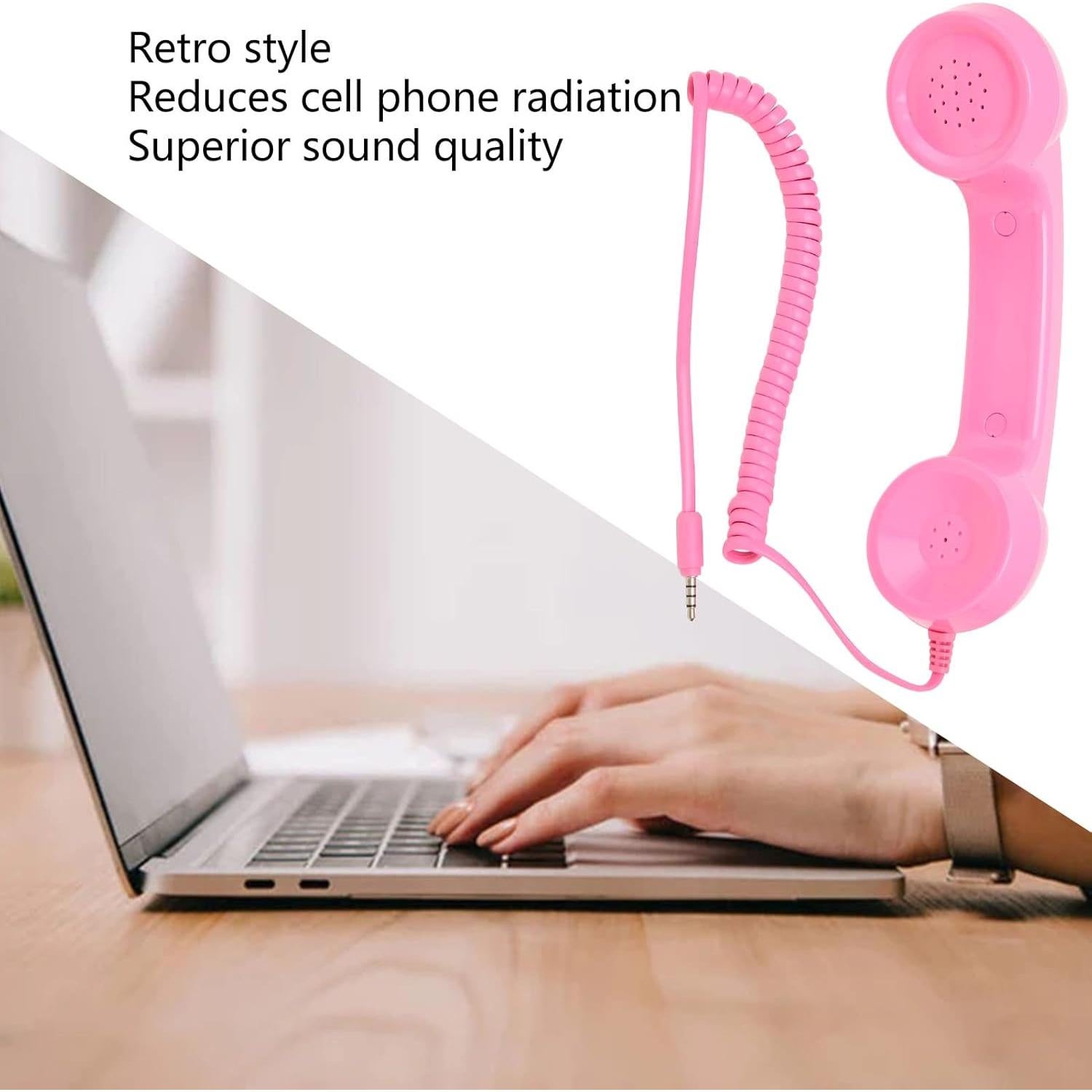 Auricular Retro Dpofirs 3.5mm para Teléfonos y PC Rosa