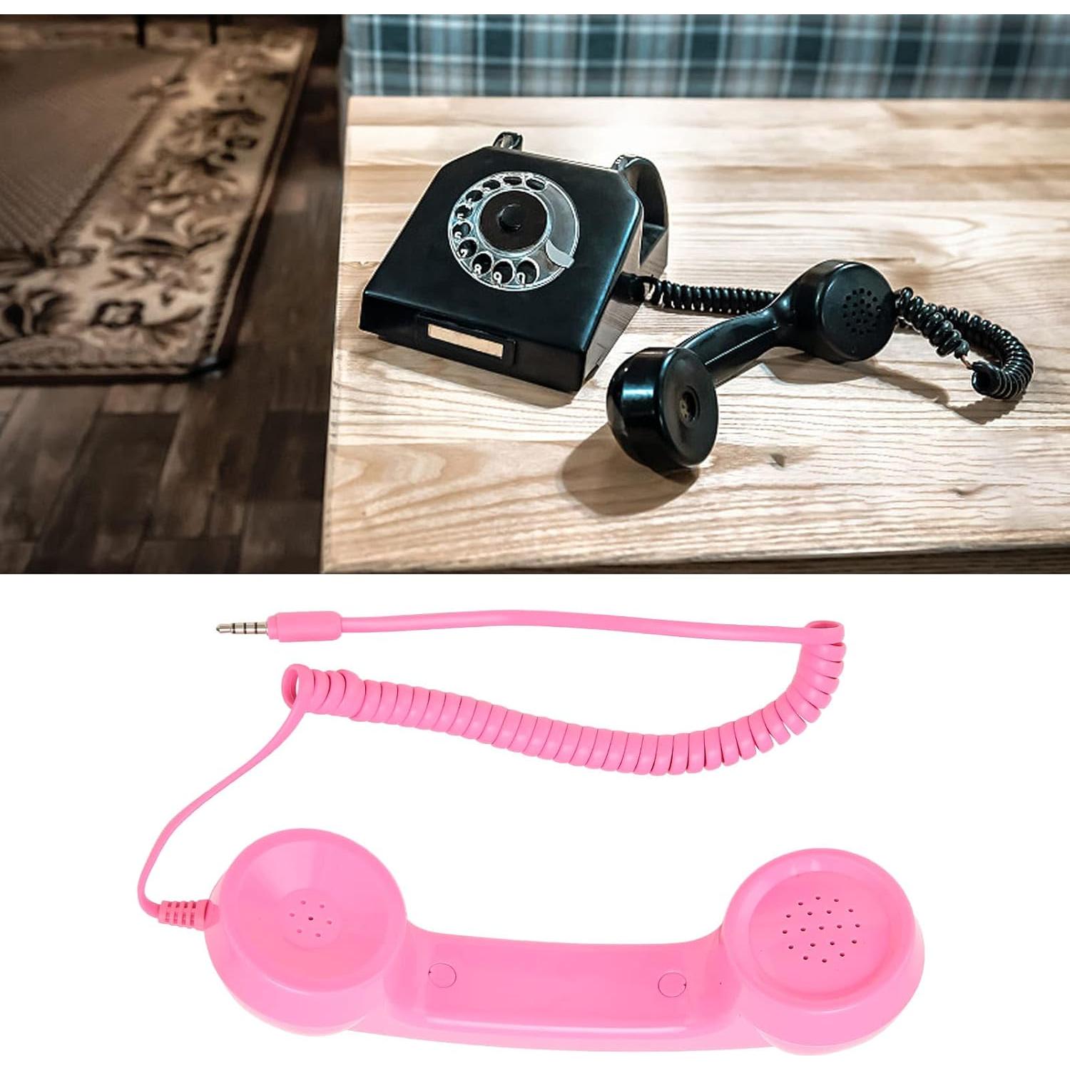 Auricular Retro Dpofirs 3.5mm para Teléfonos y PC Rosa