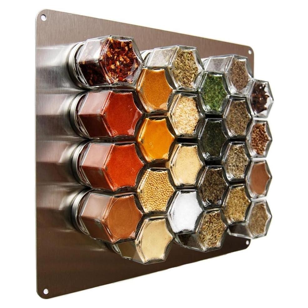 Gneiss Spice Stainless Finish Wall Plate Base for Magnetic Spice Jars, Medium 10x12 Inches (Jars Not Included)