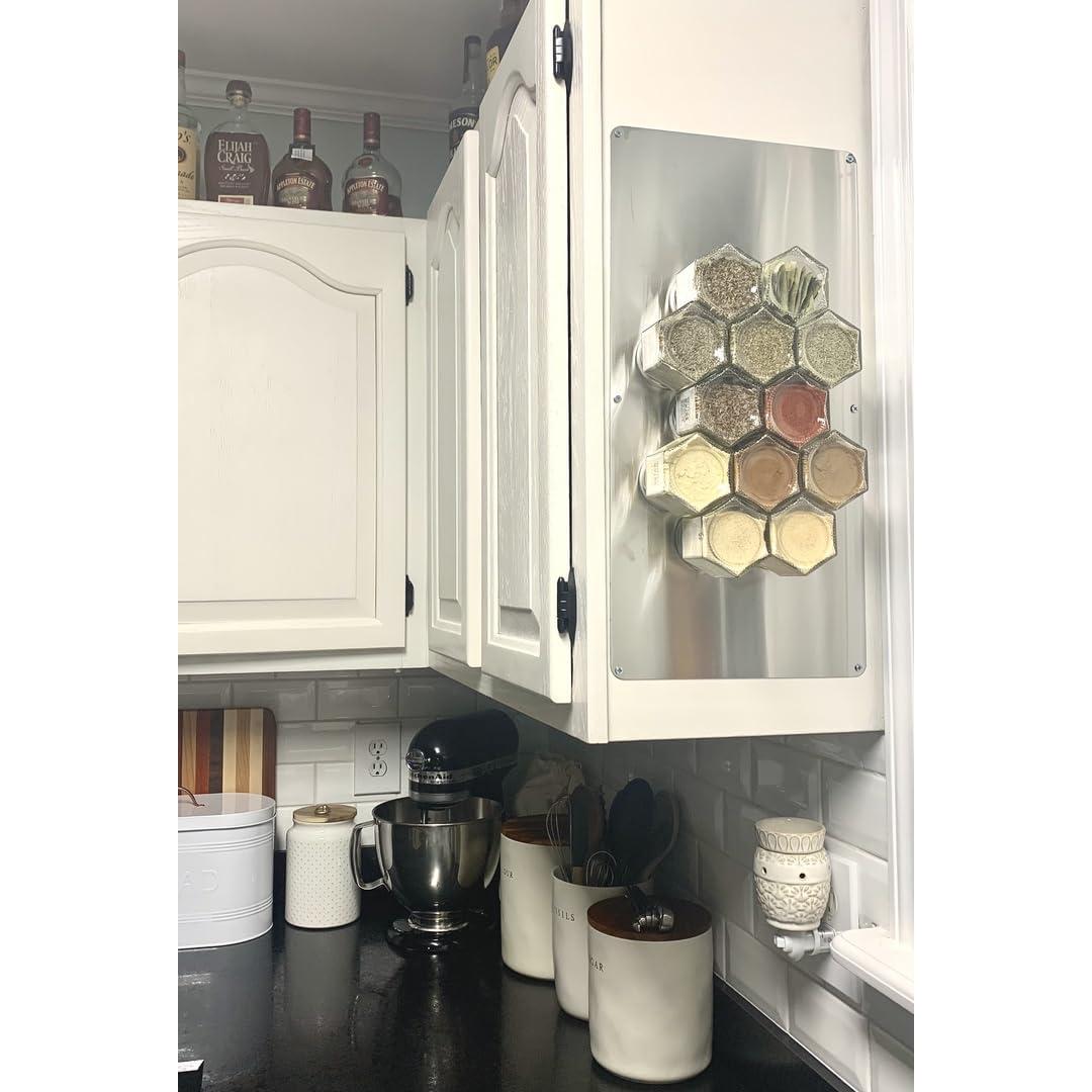 Gneiss Spice Stainless Finish Wall Plate Base for Magnetic Spice Jars, Medium 10x12 Inches (Jars Not Included)