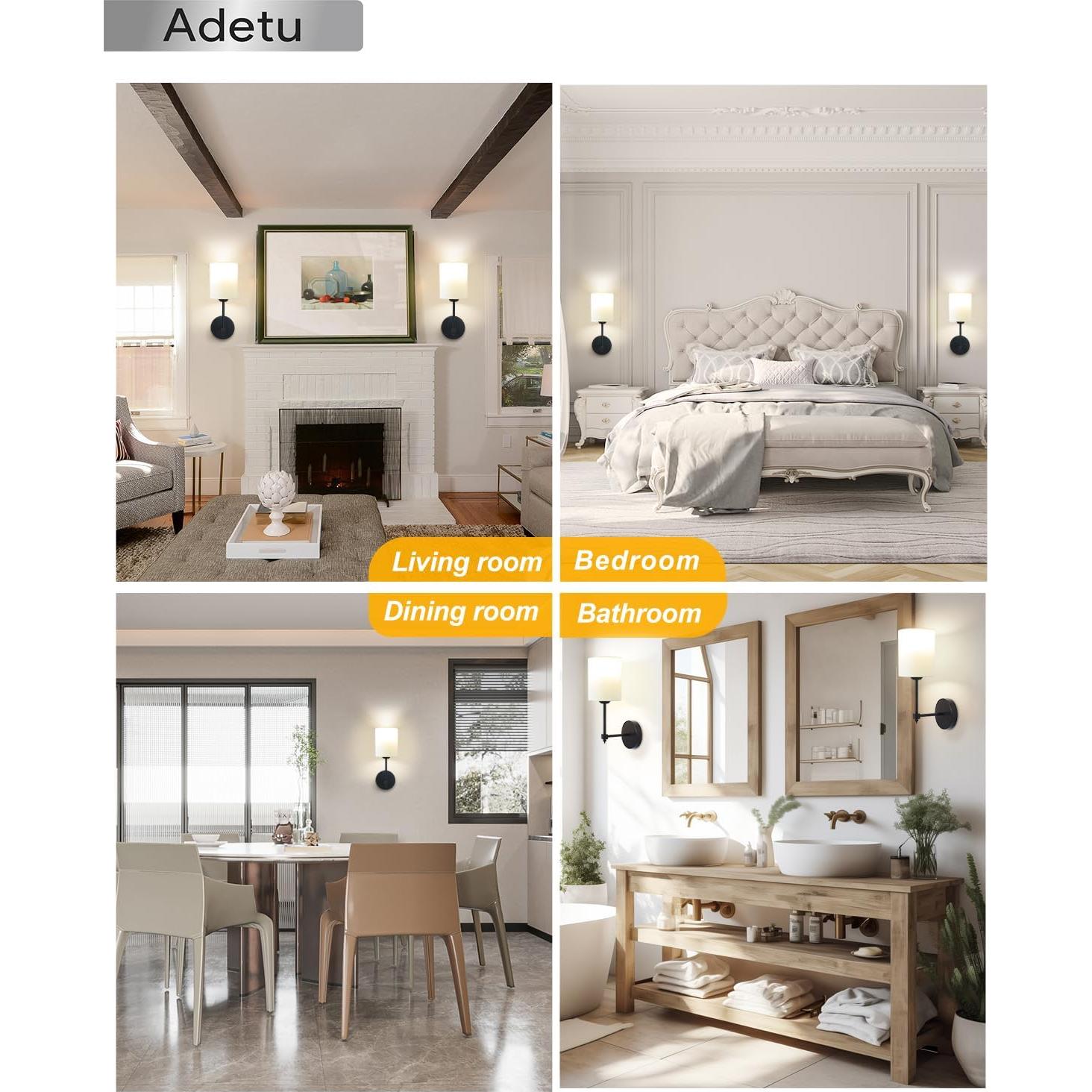 Juego de Apliques de Pared Adetu, 2 Unidades, Recargables, Control Remoto, 10 Colores RGB