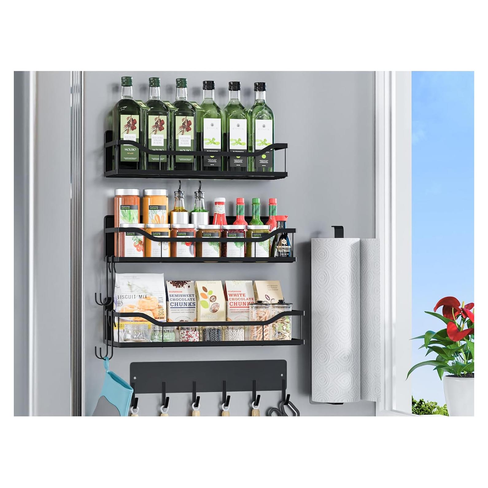 Estante Magnético MIMIyasha para Especias - 5 Piezas, Negro